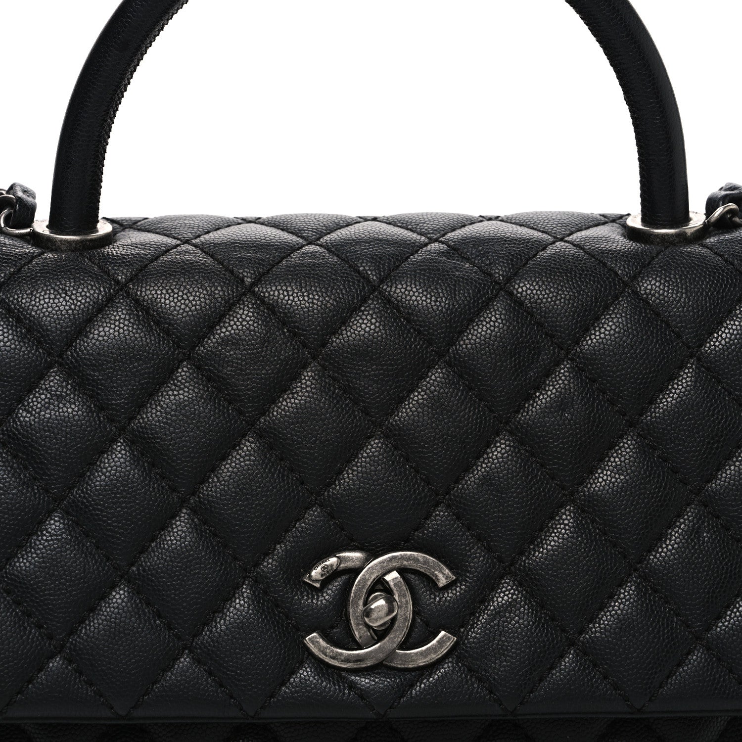 Caviar Quilted Medium Coco Handle Flap Black