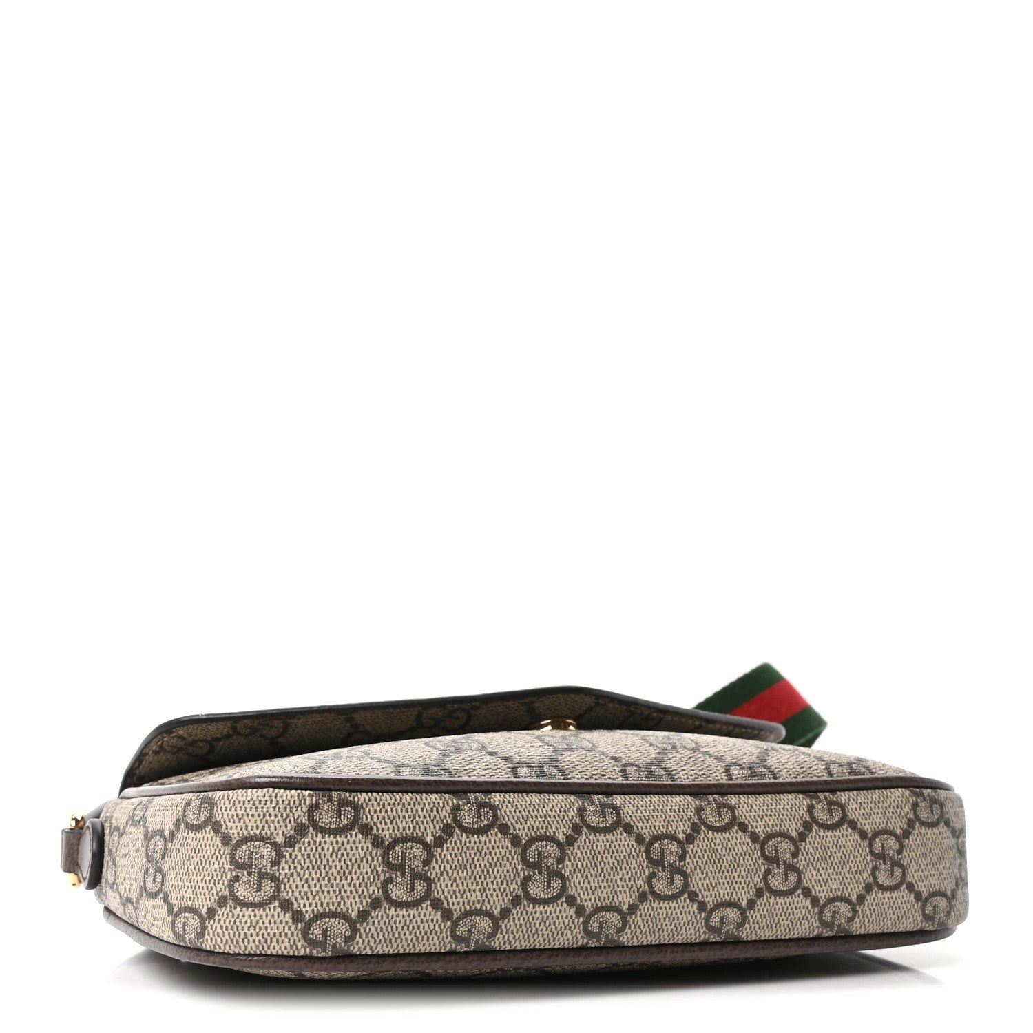 GG Supreme Monogram Textured Dollar Calfskin Web Mini Ophidia Envelope Shoulder Bag Beige Ebony New Acero