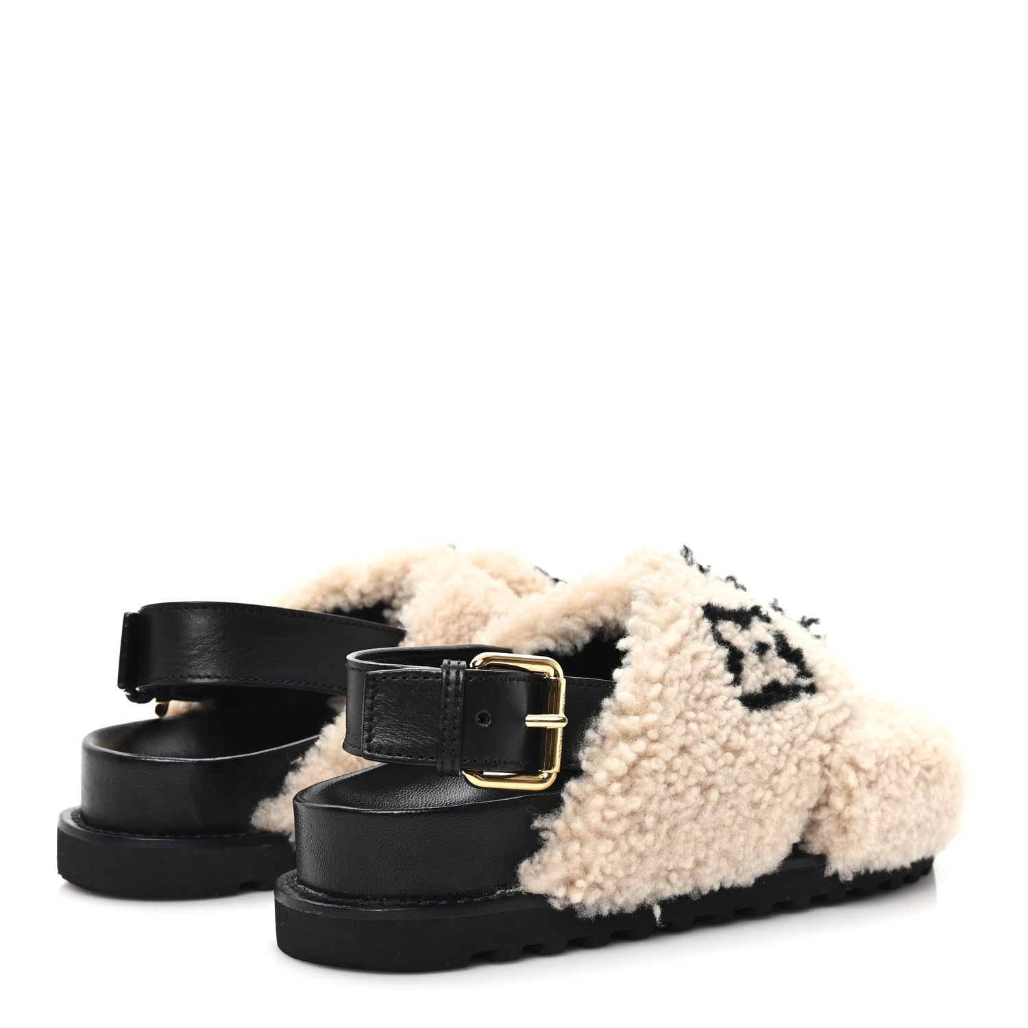 Shearling Paseo Sandals 37 Black