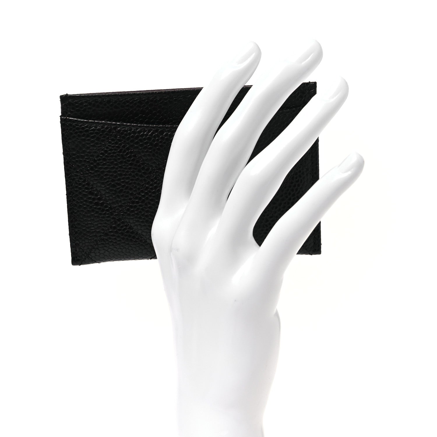 Caviar Quilted Card Holder Black