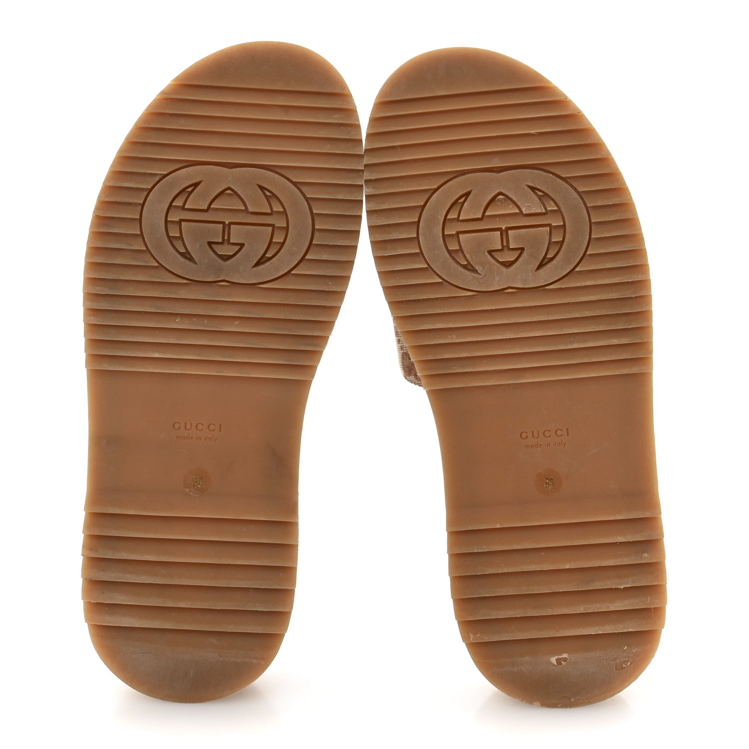Canvas GG Monogram Angelina Platform Slide Sandals 39 Beige Ruggine