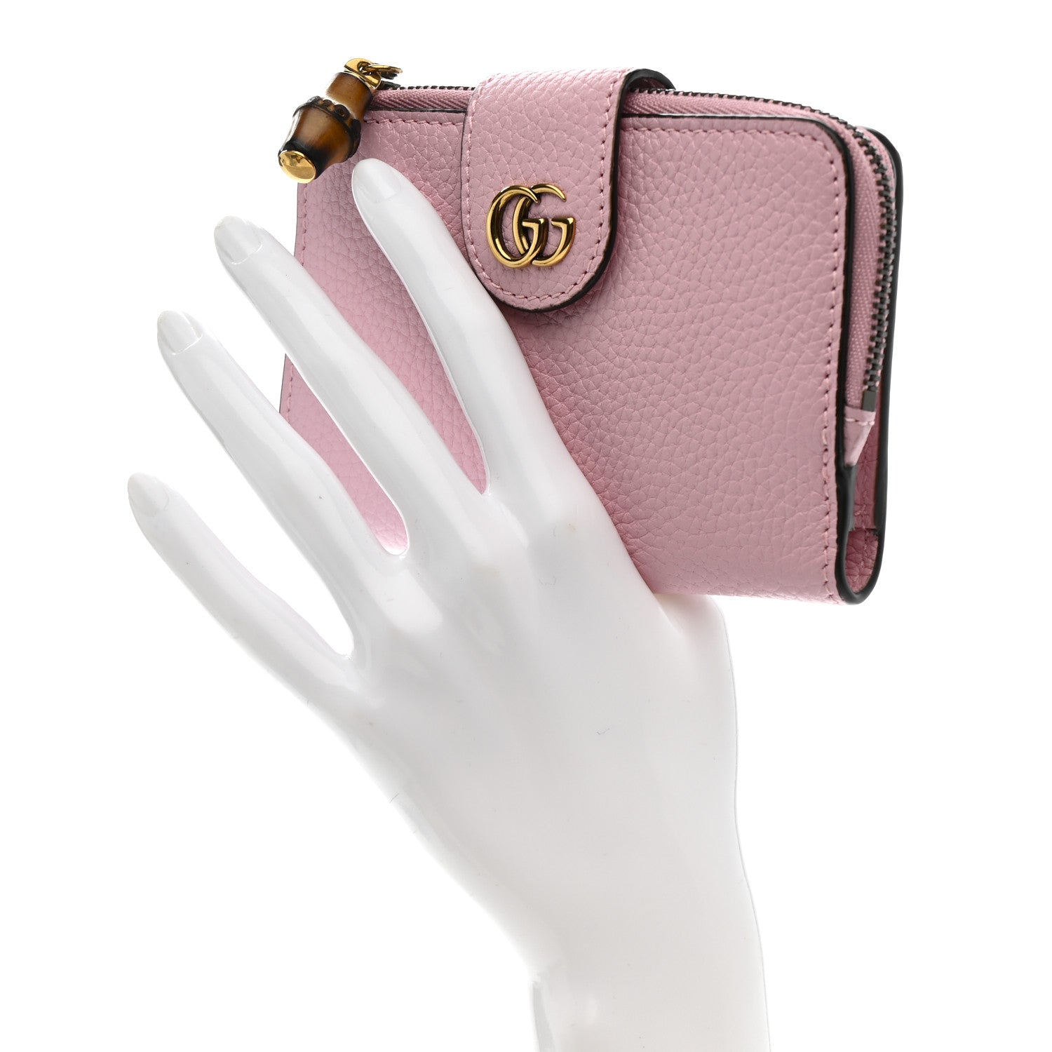 Piuma Calfskin Medium Bamboo Double G Wallet Pink