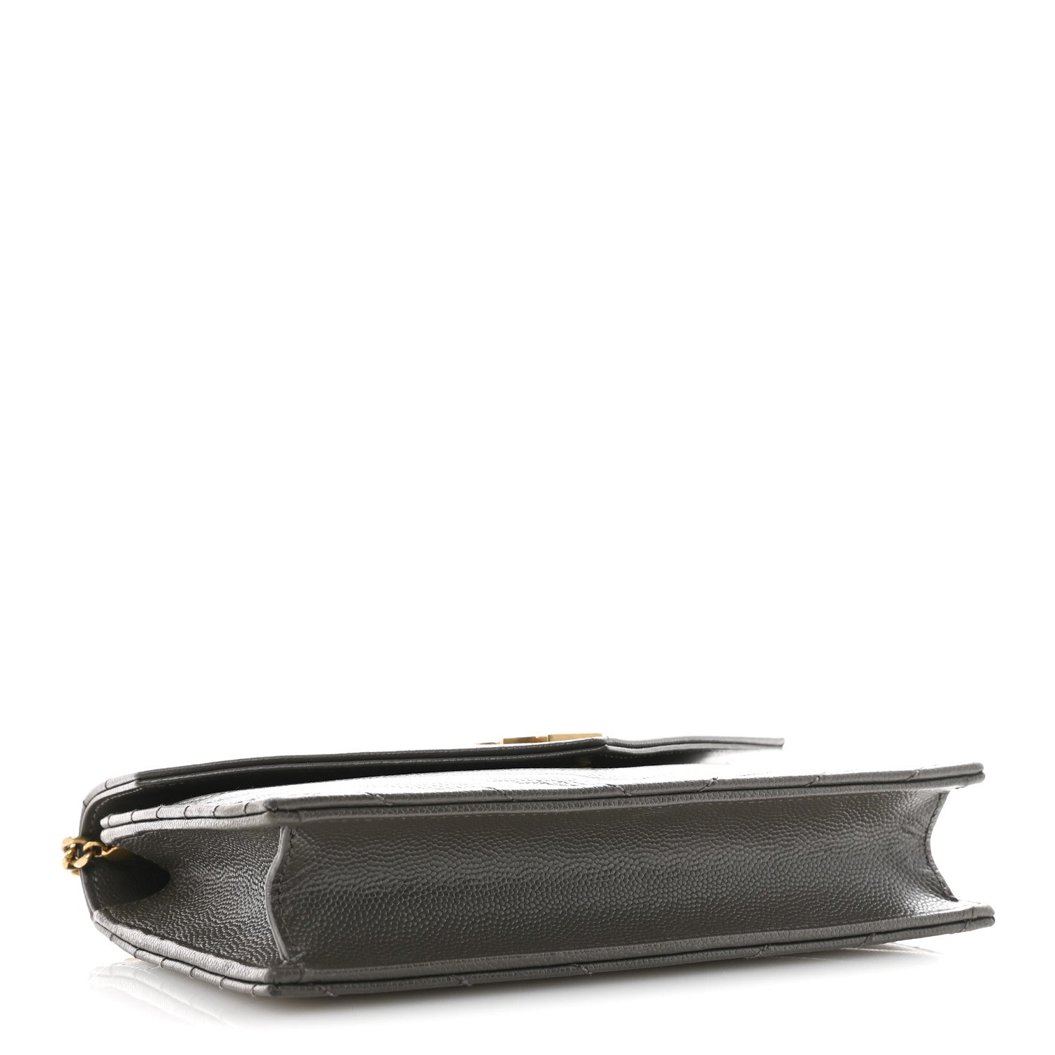 Grain De Poudre Matelasse Chevron Monogram Envelope Chain Wallet Pebble