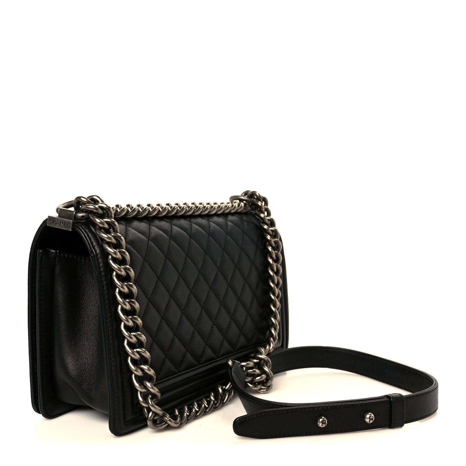 Calfskin Quilted Medium Boy Flap Black