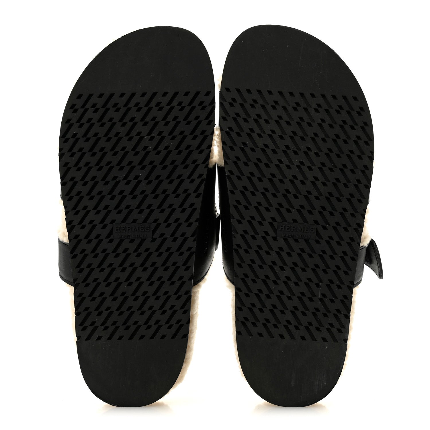 Calfskin Woolskin Womens Chypre Sandals 40 Black Ecru