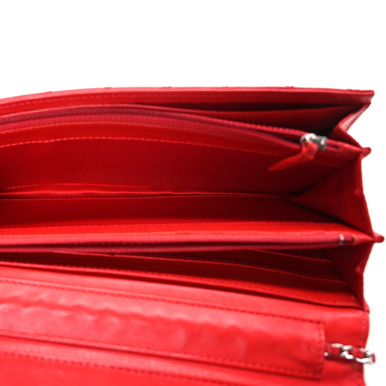Lambskin Quilted East West Flap Clutch Red