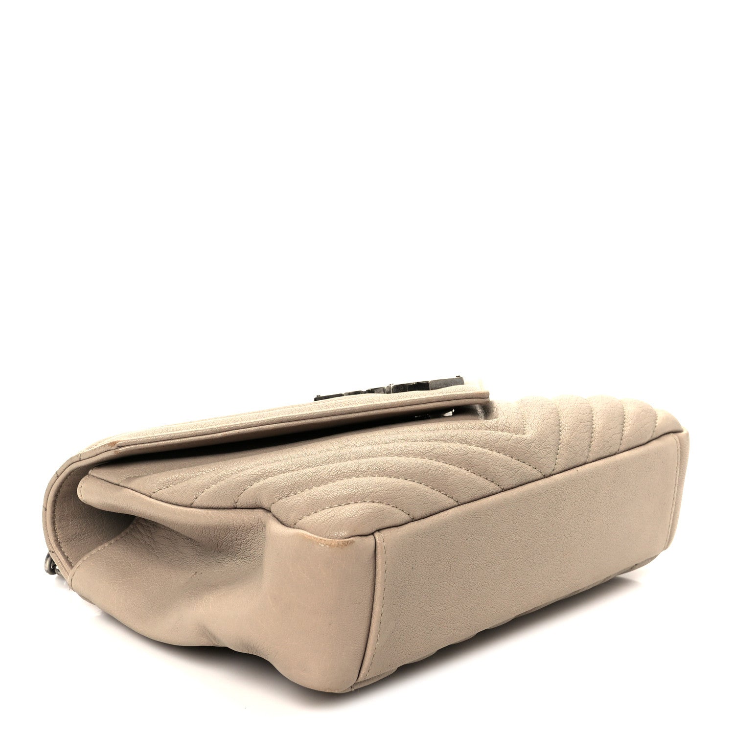 Sheepskin Matelasse Chevron Monogram Medium College Bag Taupe
