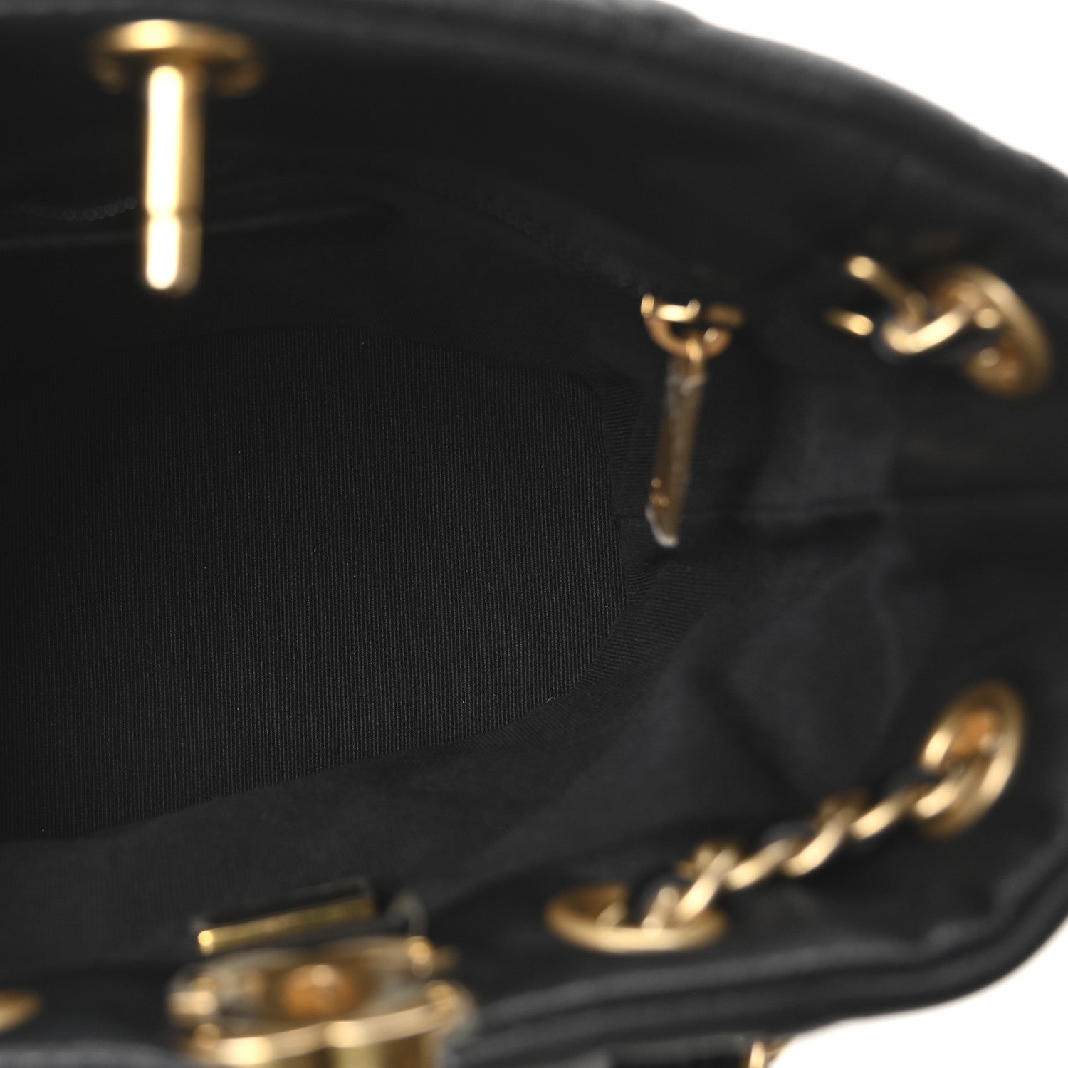 Calfskin Quilted Small CC Chain Bucket Backpack Black
