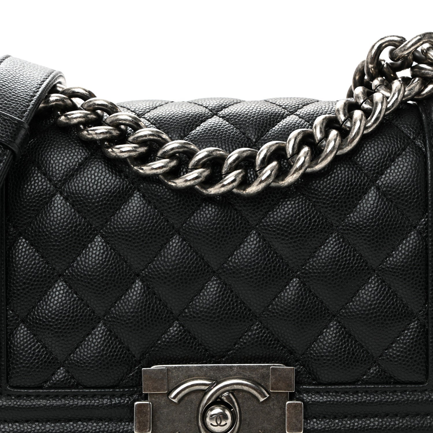 Caviar Quilted Small Boy Flap Black