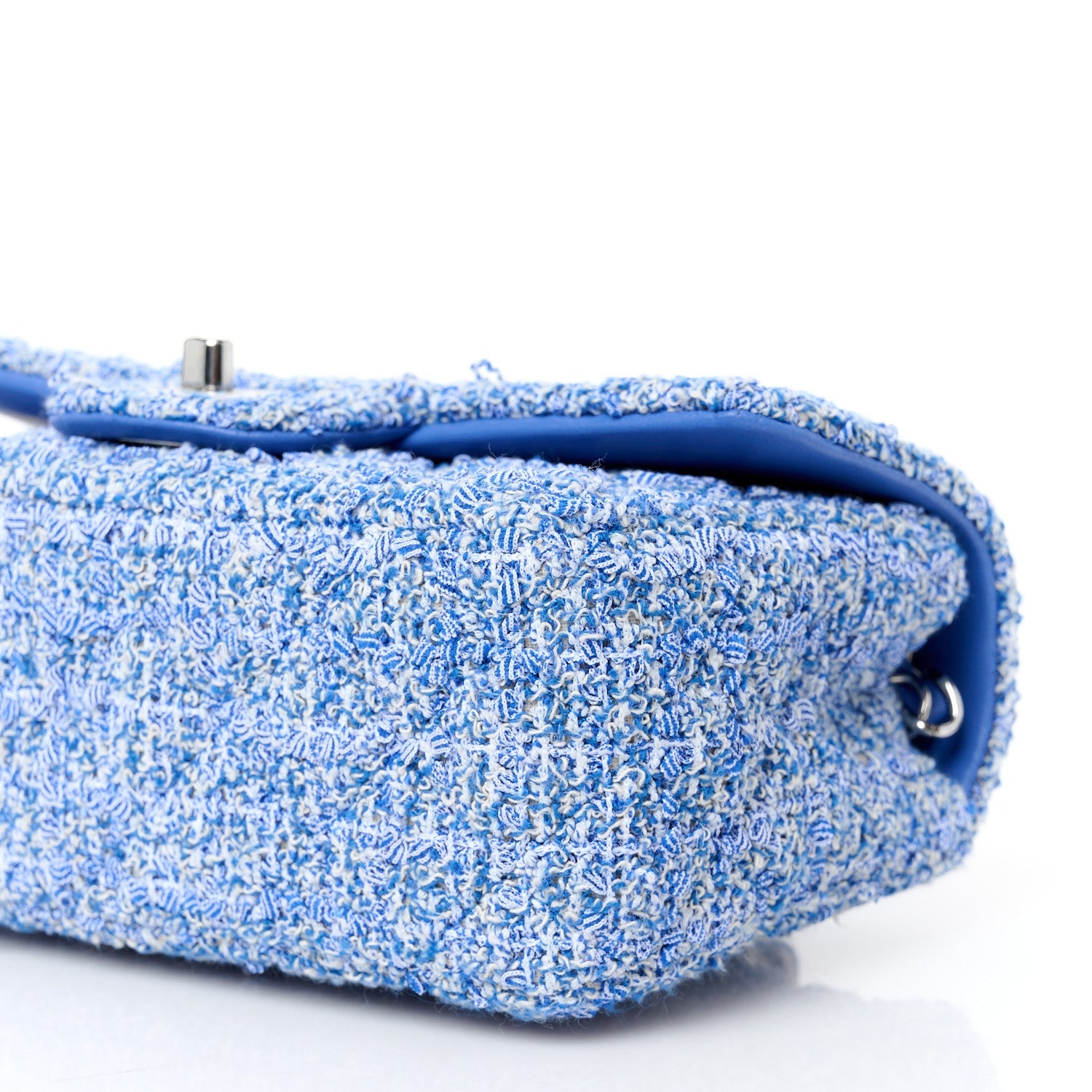 Tweed Quilted Mini Rectangular Flap Blue White