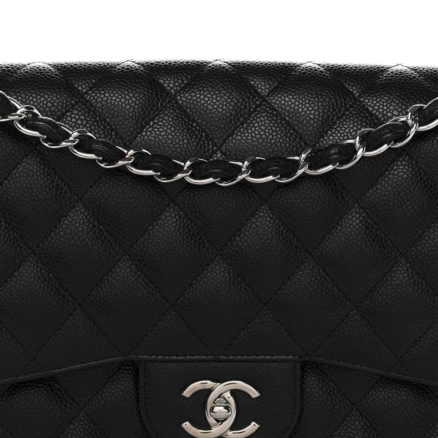 Caviar Quilted Jumbo Double Flap Black
