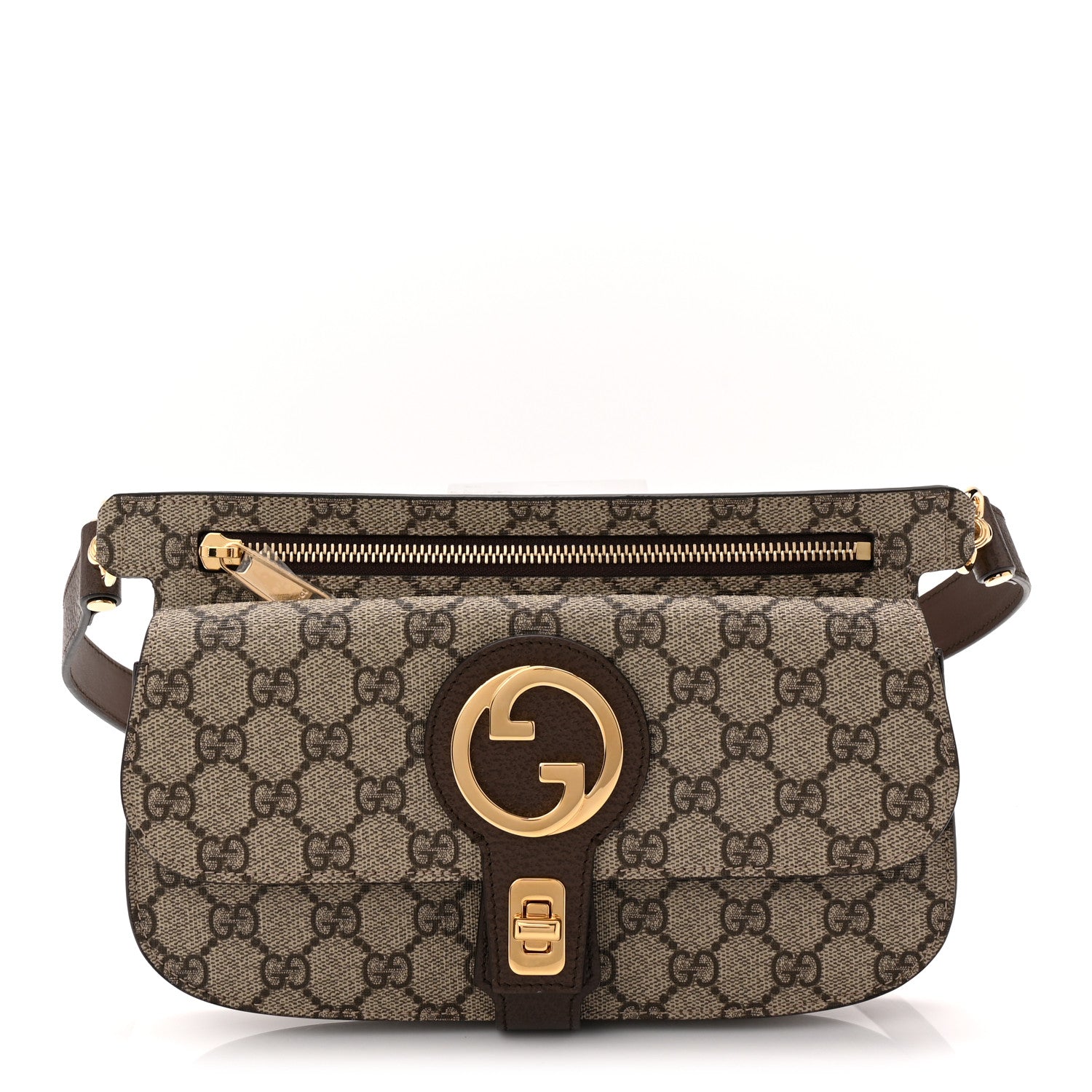 GG Supreme Monogram Textured Dollar Calfskin Blondie Belt Bag Beige Ebony New Acero