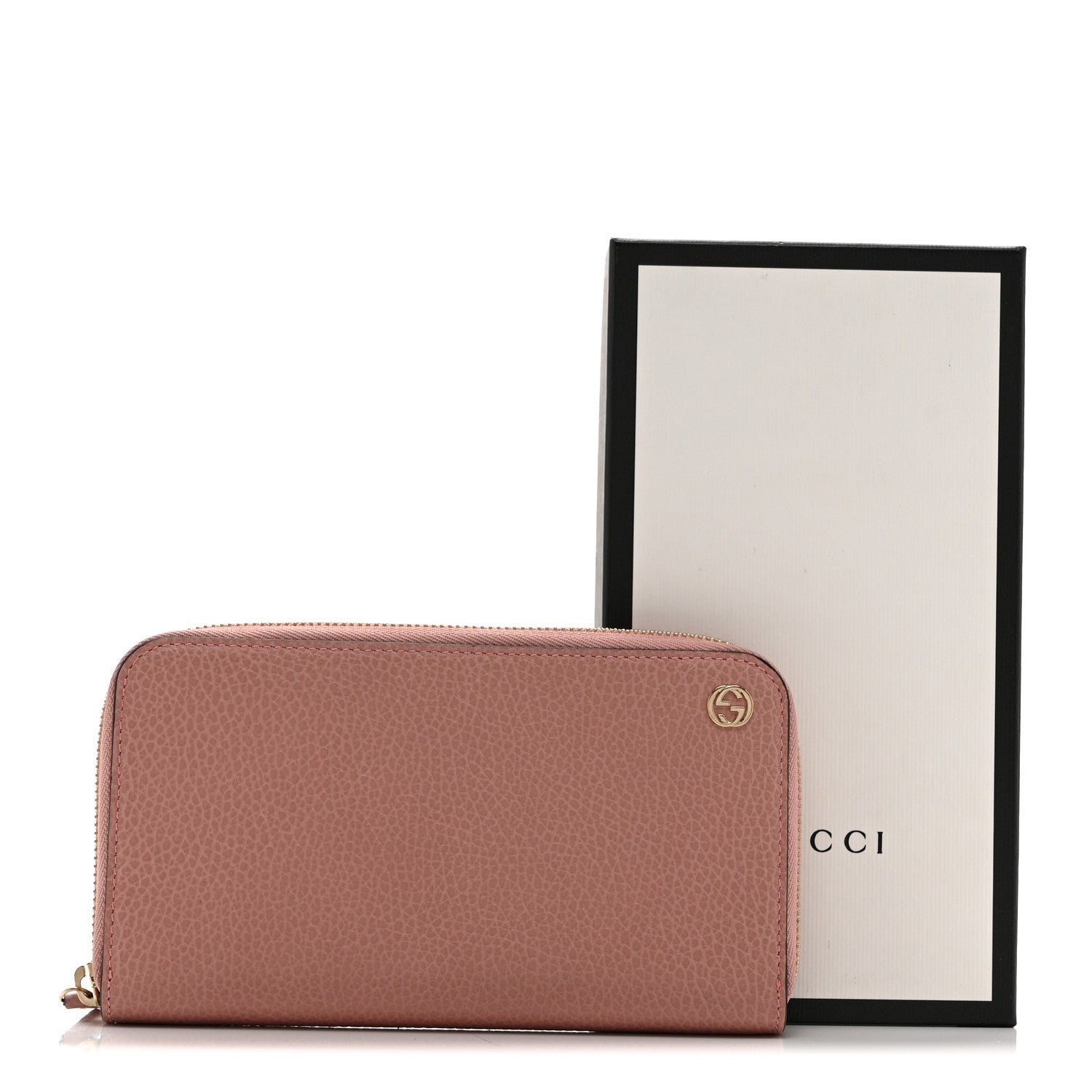 Dollar Calfskin GG Zip Around Wallet Soft Pink