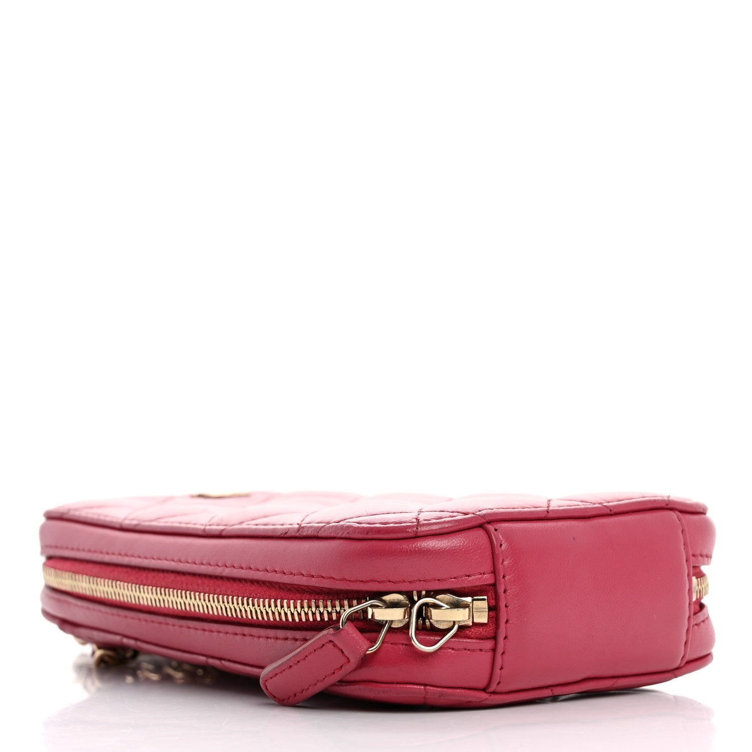 Lambskin Quilted Phone Holder Wallet On Chain WOC Pink