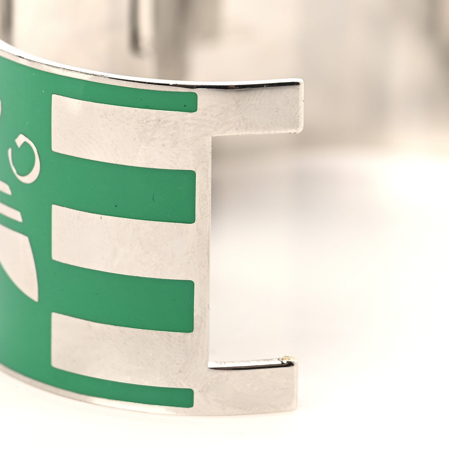X ADIDAS Metal Enamel Cuff Bracelet S Silver Green