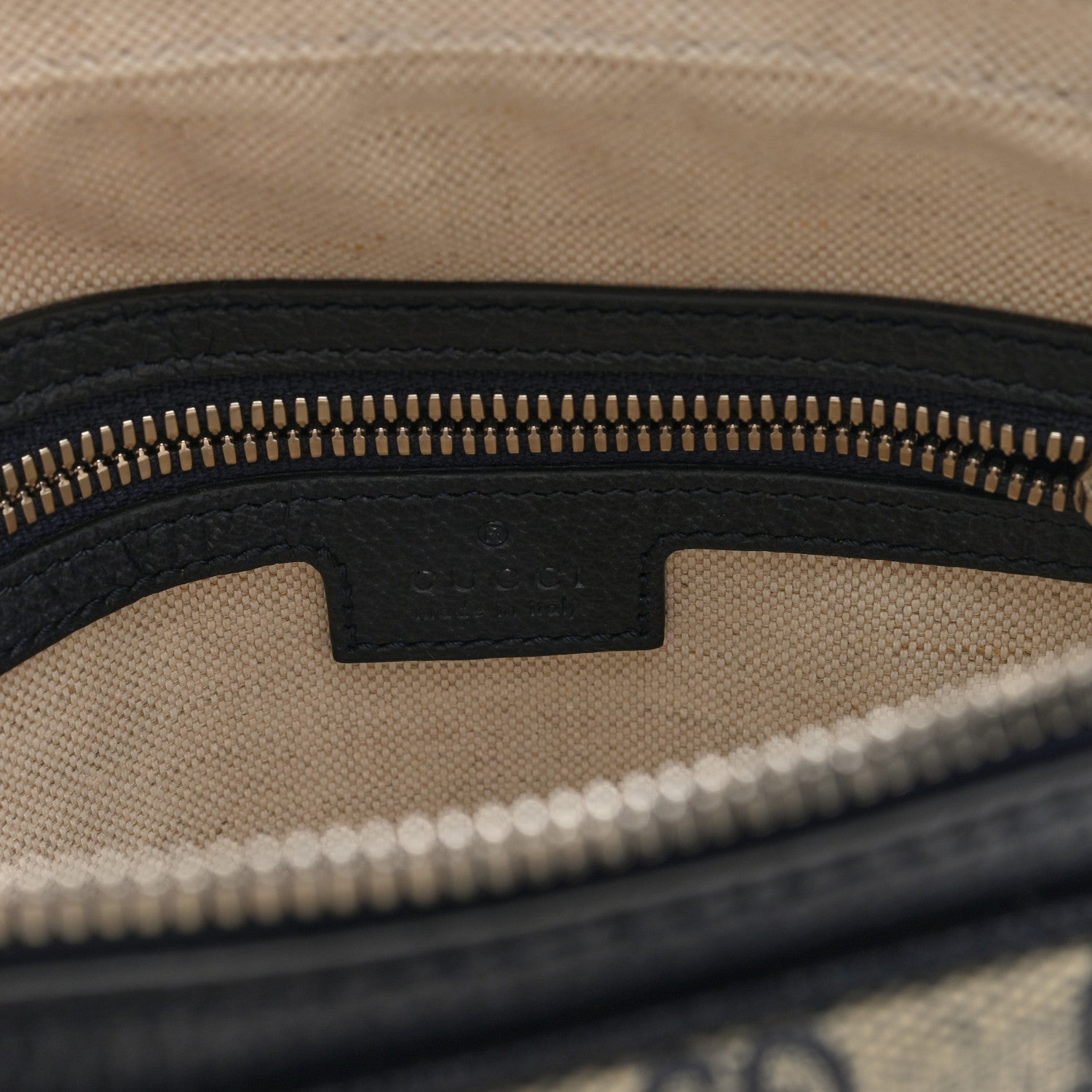 GG Supreme Monogram Textured Dollar Calfskin Web Small Ophidia Messenger Bag Beige Blue