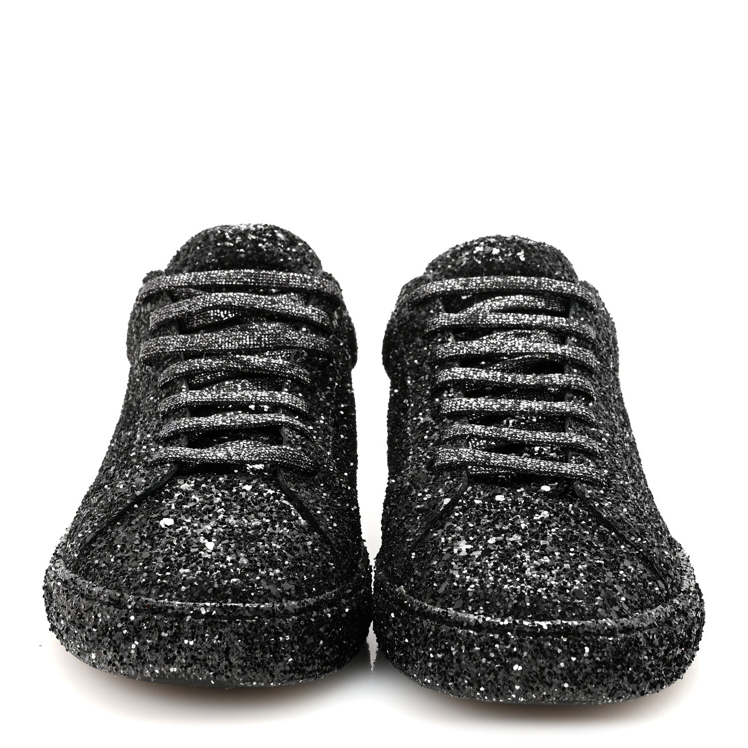 Calfskin Crystal Glitter Andy Sneakers 38.5 Black