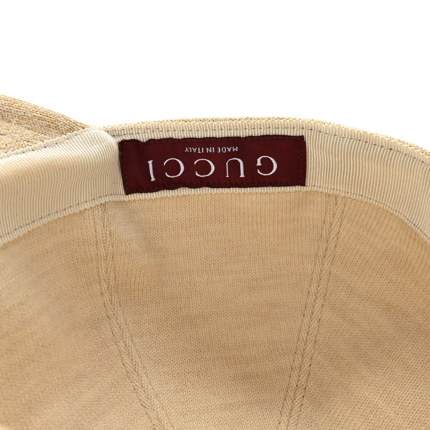Wool Lame Double G Crystal Baseball Hat L Beige