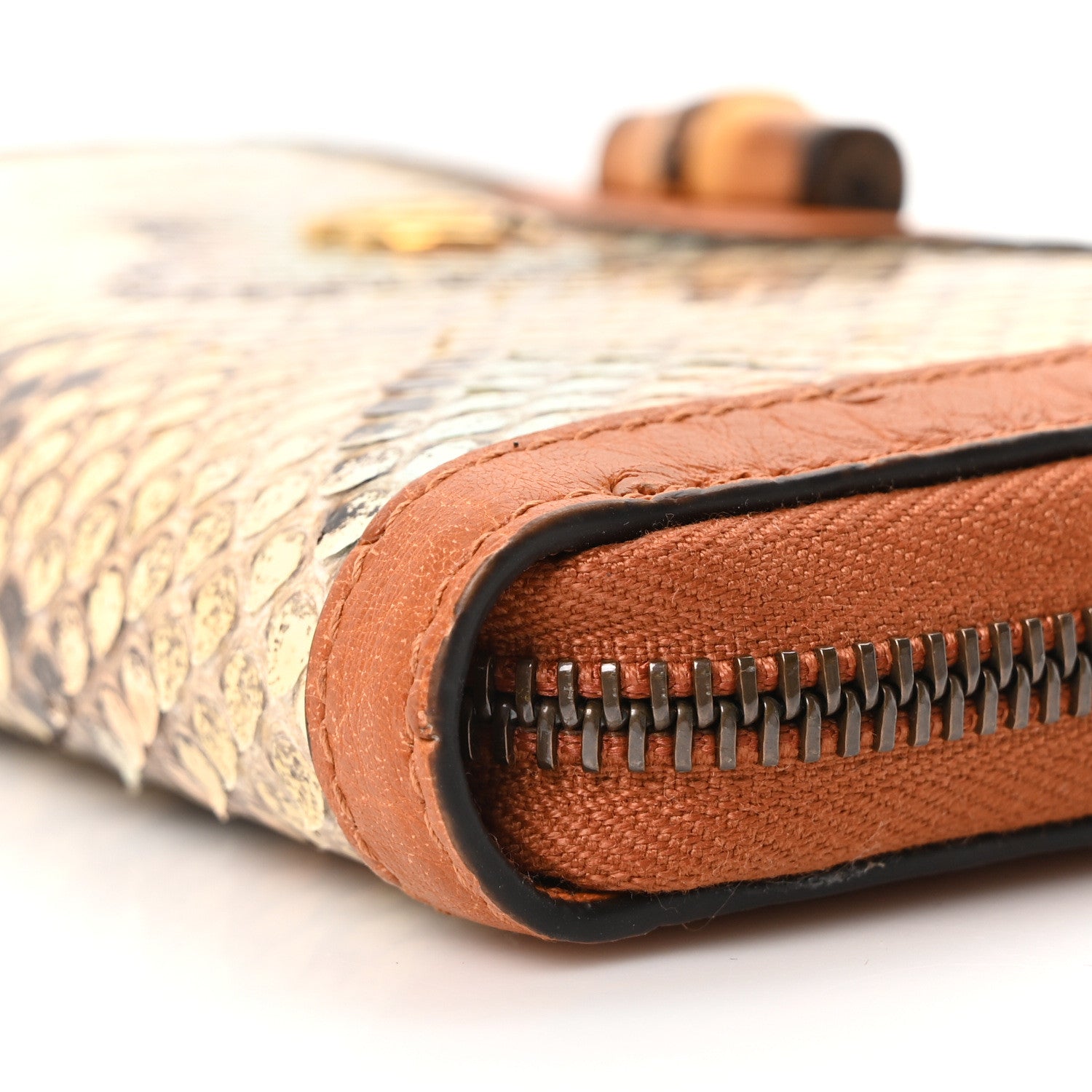 Snakeskin Ostrich Diana Continental Wallet Butter Ivory Paradise Cloud Natural Gold