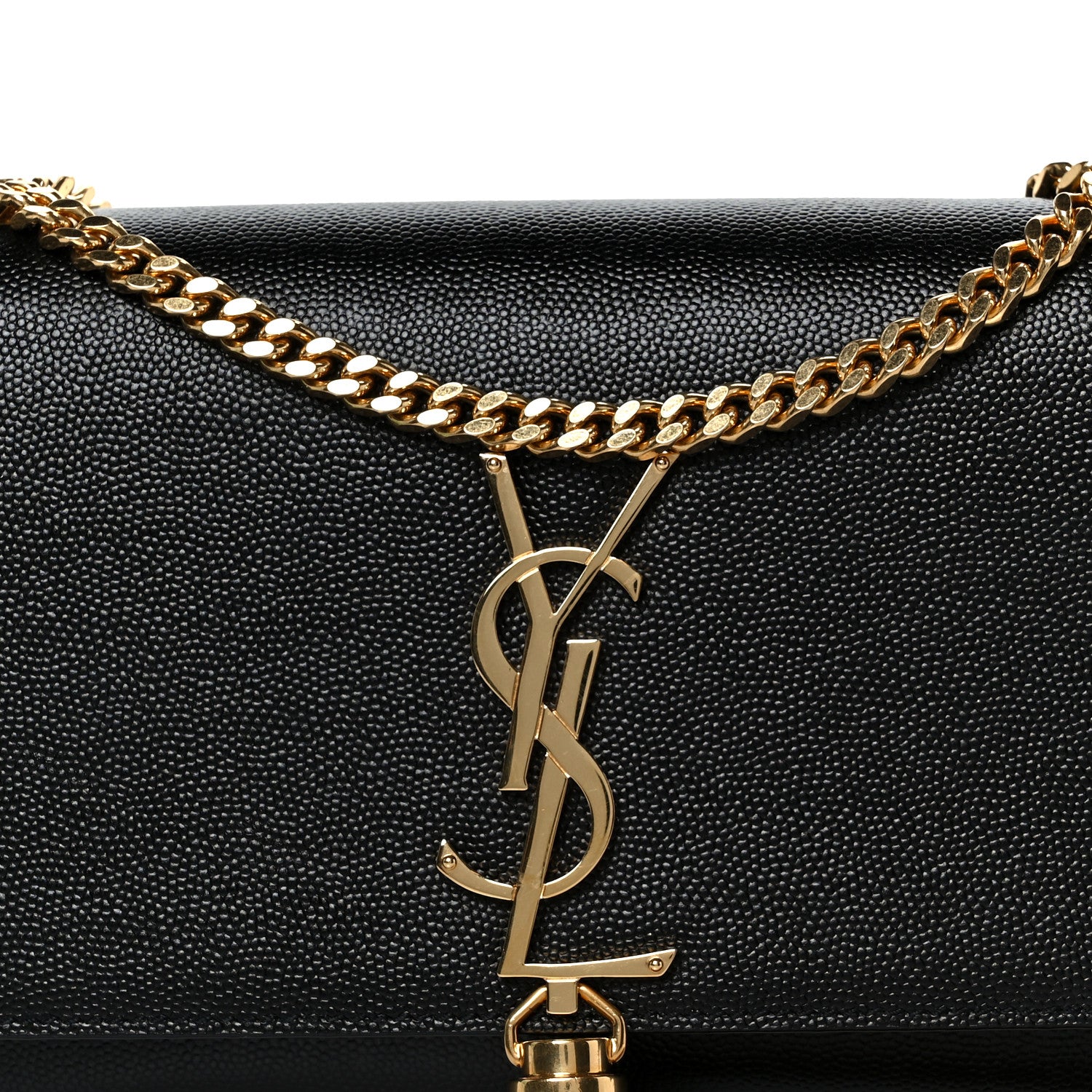 Calfskin Small Classic Monogram Kate Tassel Satchel Black