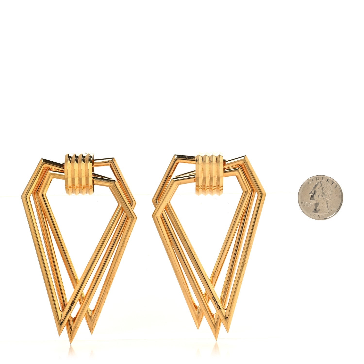 Metal Geometric Clip On Earrings Gold