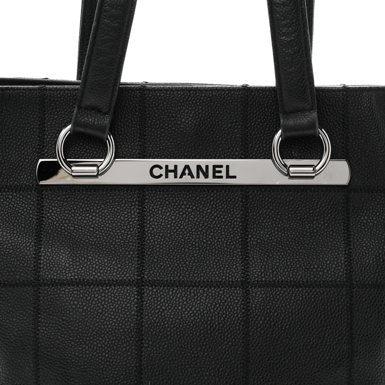 Caviar Square Stitched Tote Black