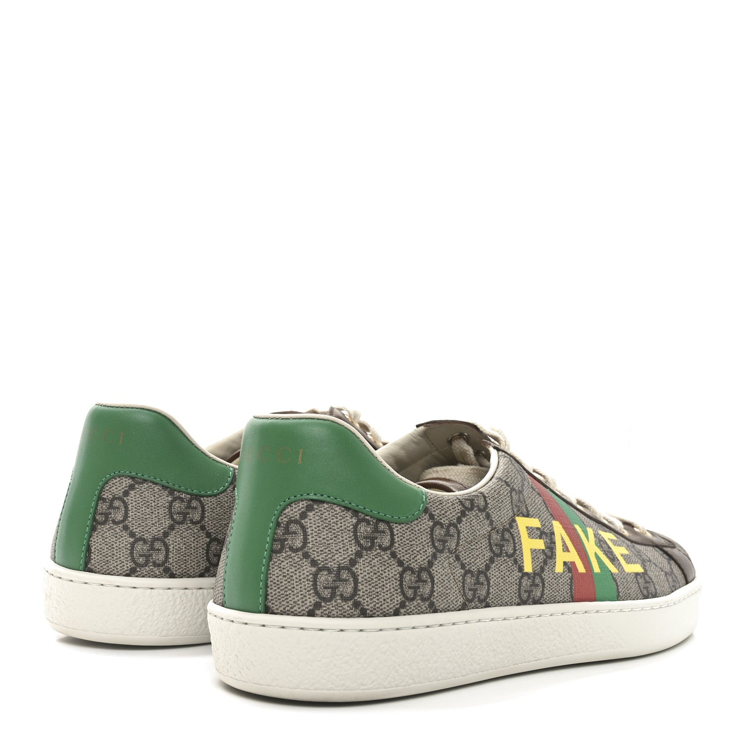 GG Supreme Monogram Fake/Not Mens Ace Sneakers 8 Beige New Shamarock Brown Sugar