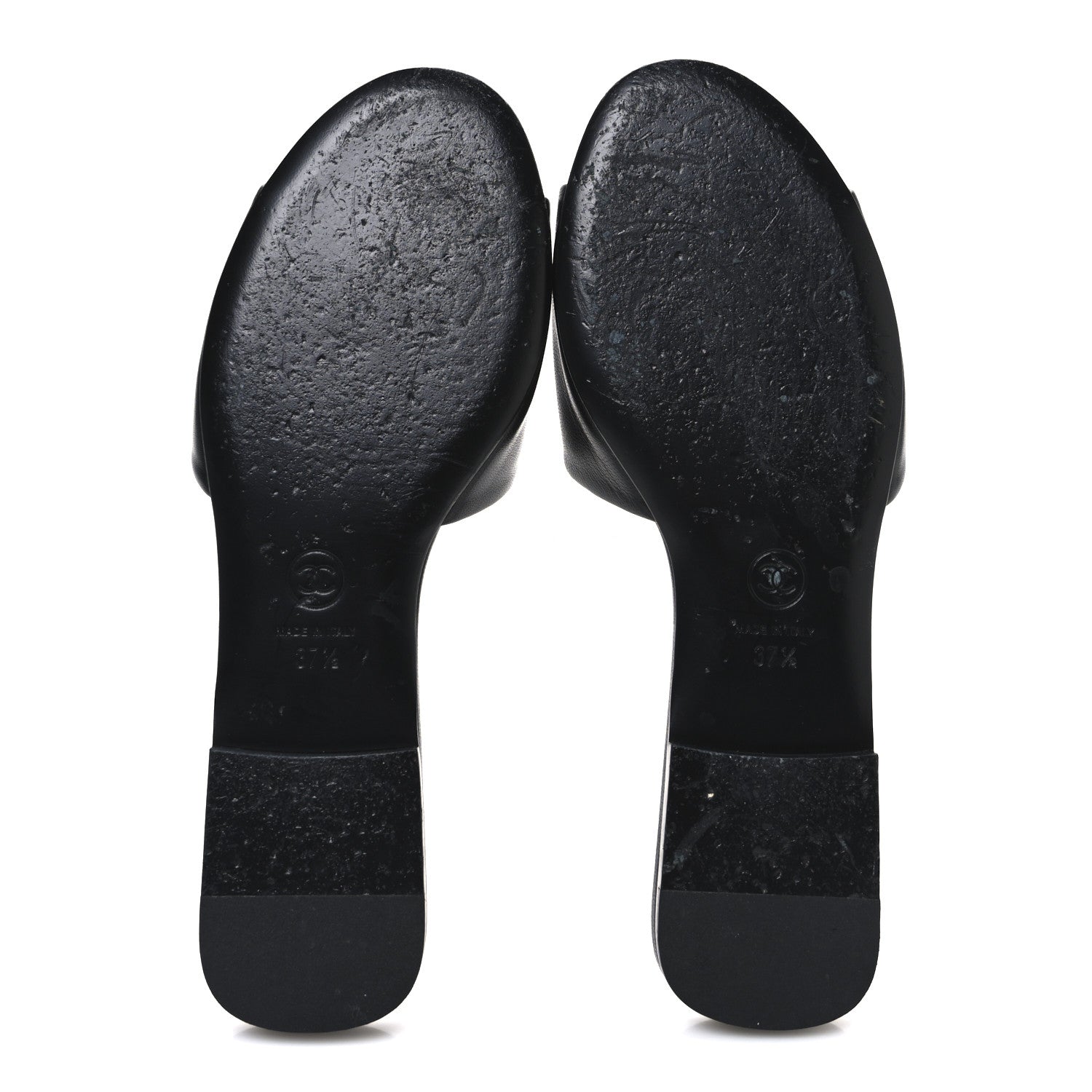 Lambskin Pearl CC Sandals 37.5 Black
