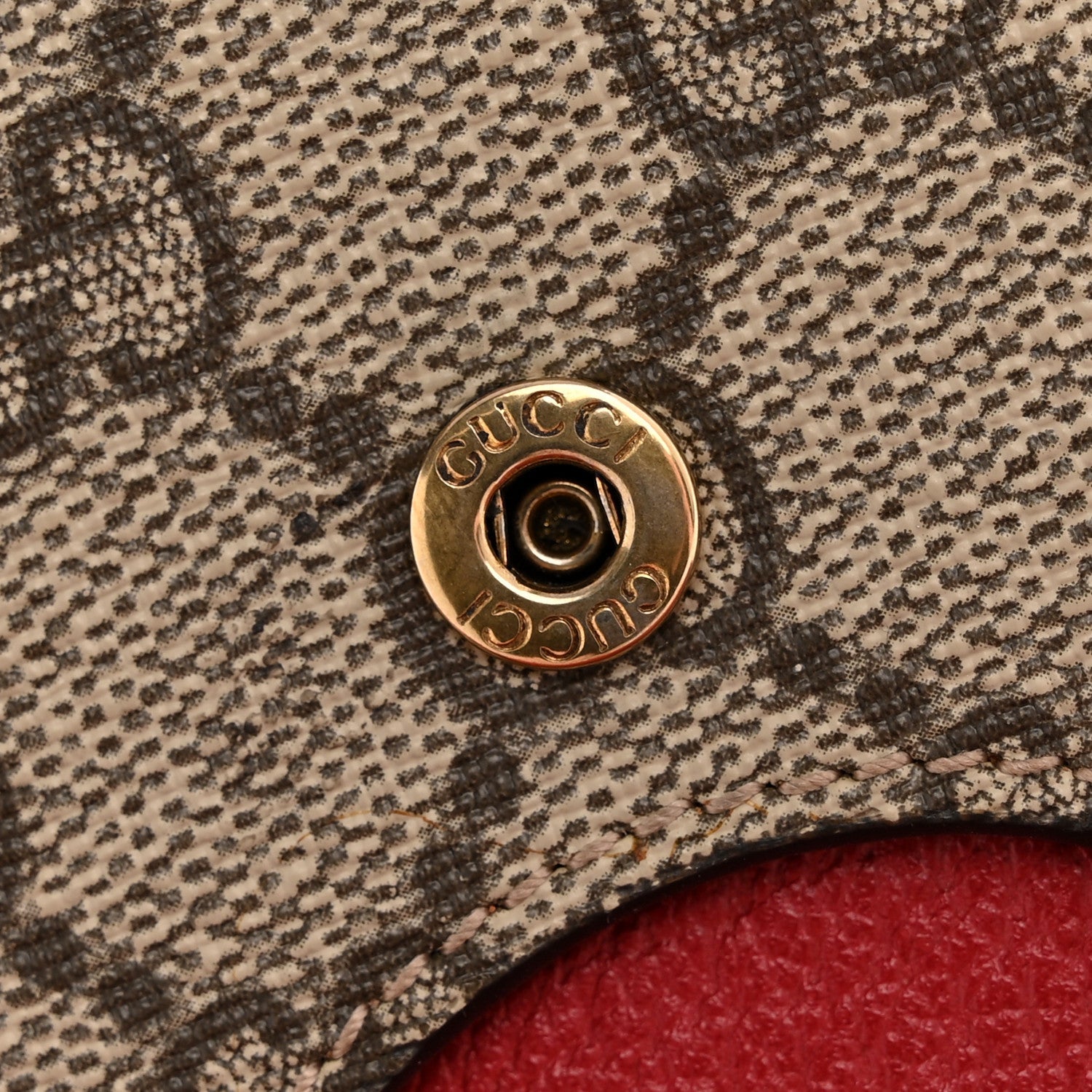 GG Supreme Monogram Web Queen Margaret Chain Wallet Red