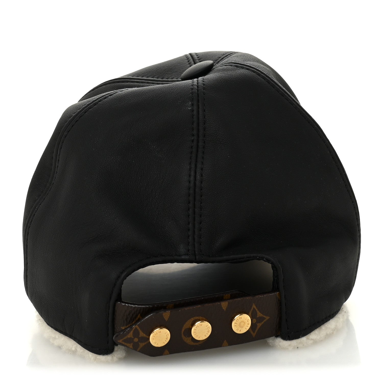Calfskin Shearling Monogram Cap L Black