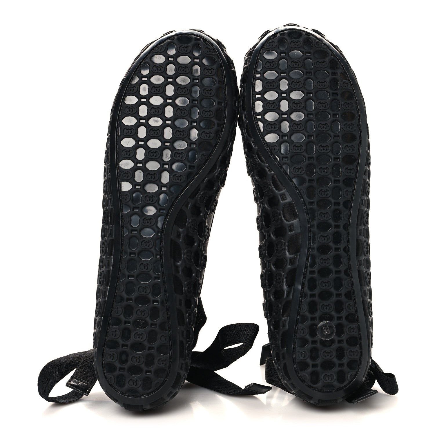 Rubber Satin Ballerina Flats 38 Black