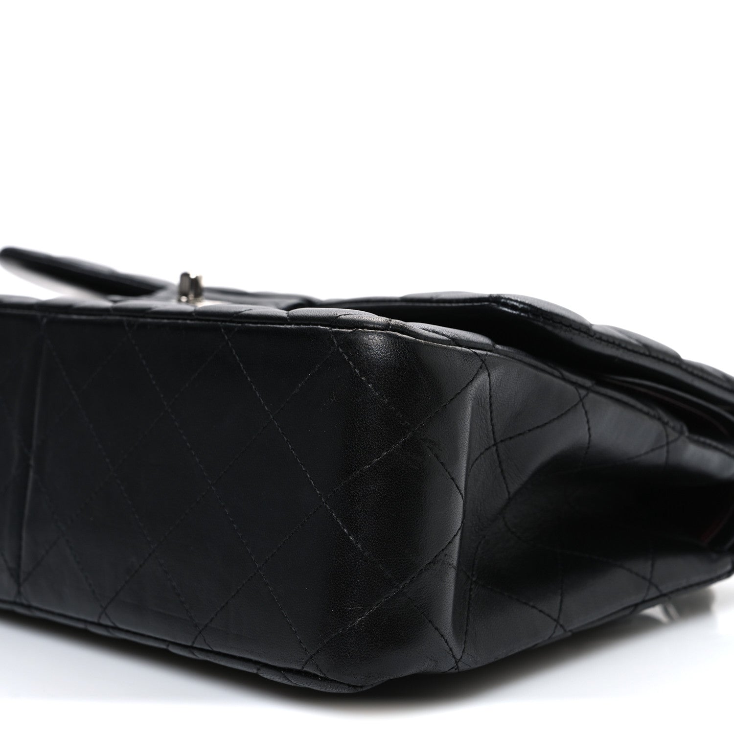 Lambskin Quilted Jumbo Double Flap Black