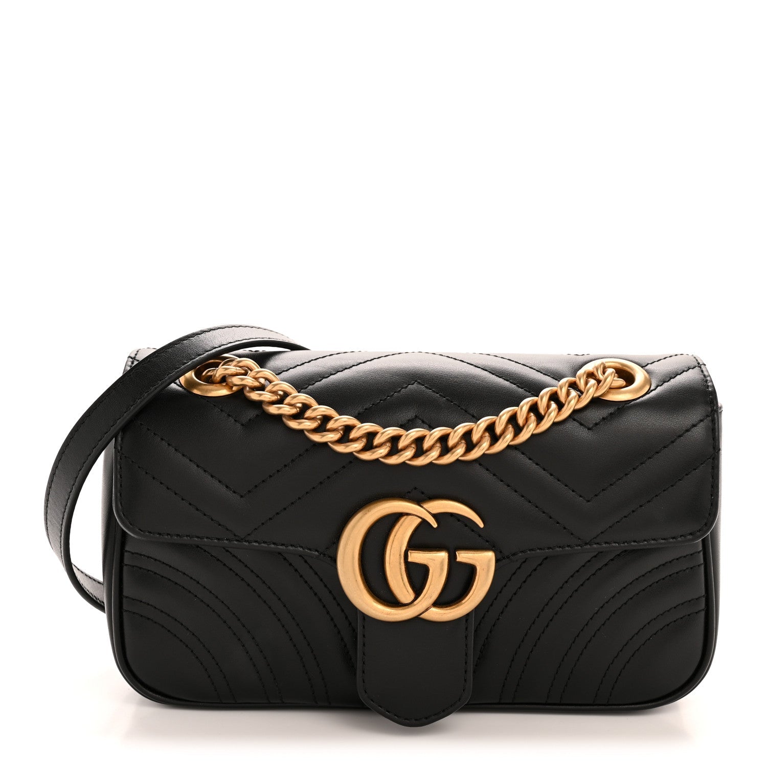 Calfskin Matelasse Mini GG Marmont Shoulder Bag Black