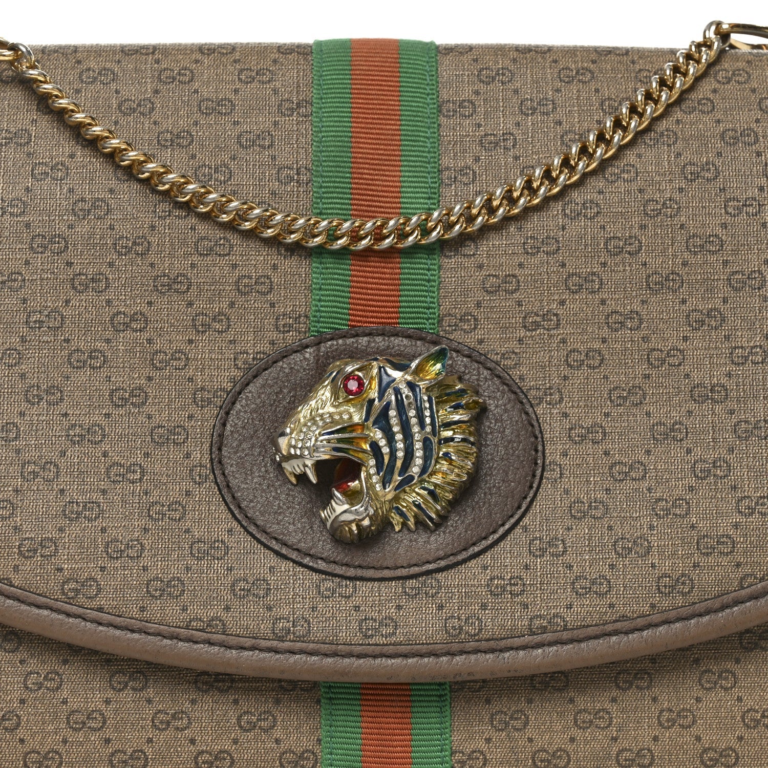 Mini Vintage GG Supreme Monogram Web Medium Rajah Slim Flap Shoulder Bag Beige New Acero