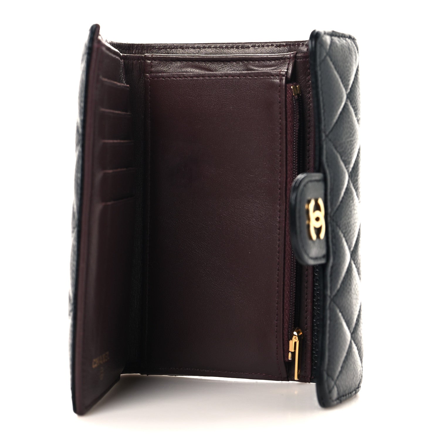 Caviar Quilted Medium Flap Wallet Black