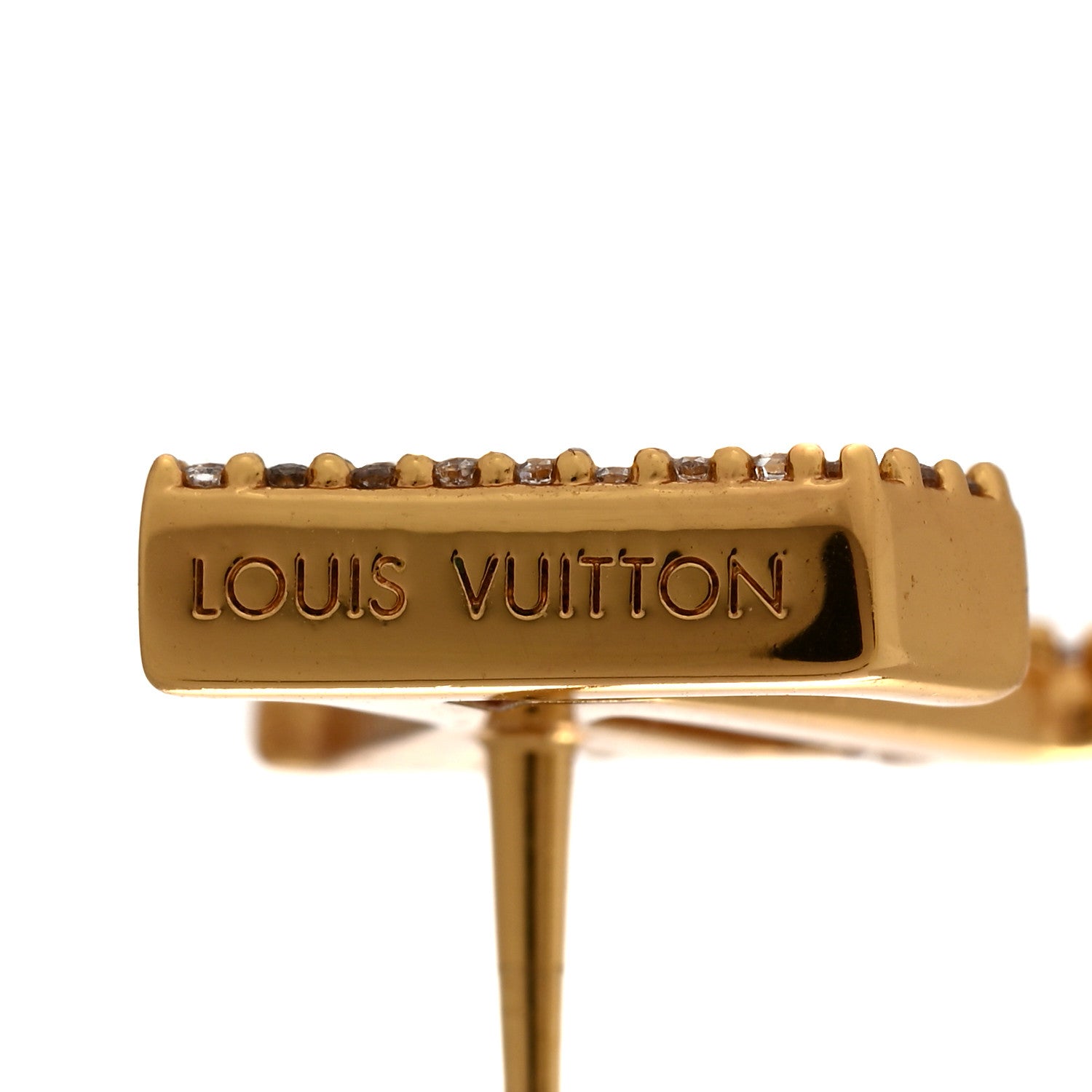 Metal Crystal LV Iconic Earrings Gold