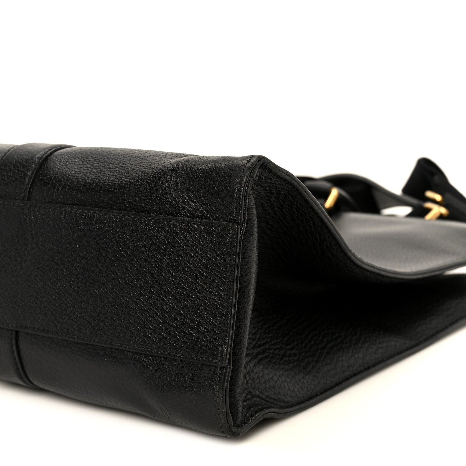 Grained Calfskin Web Top Handle Tote Black