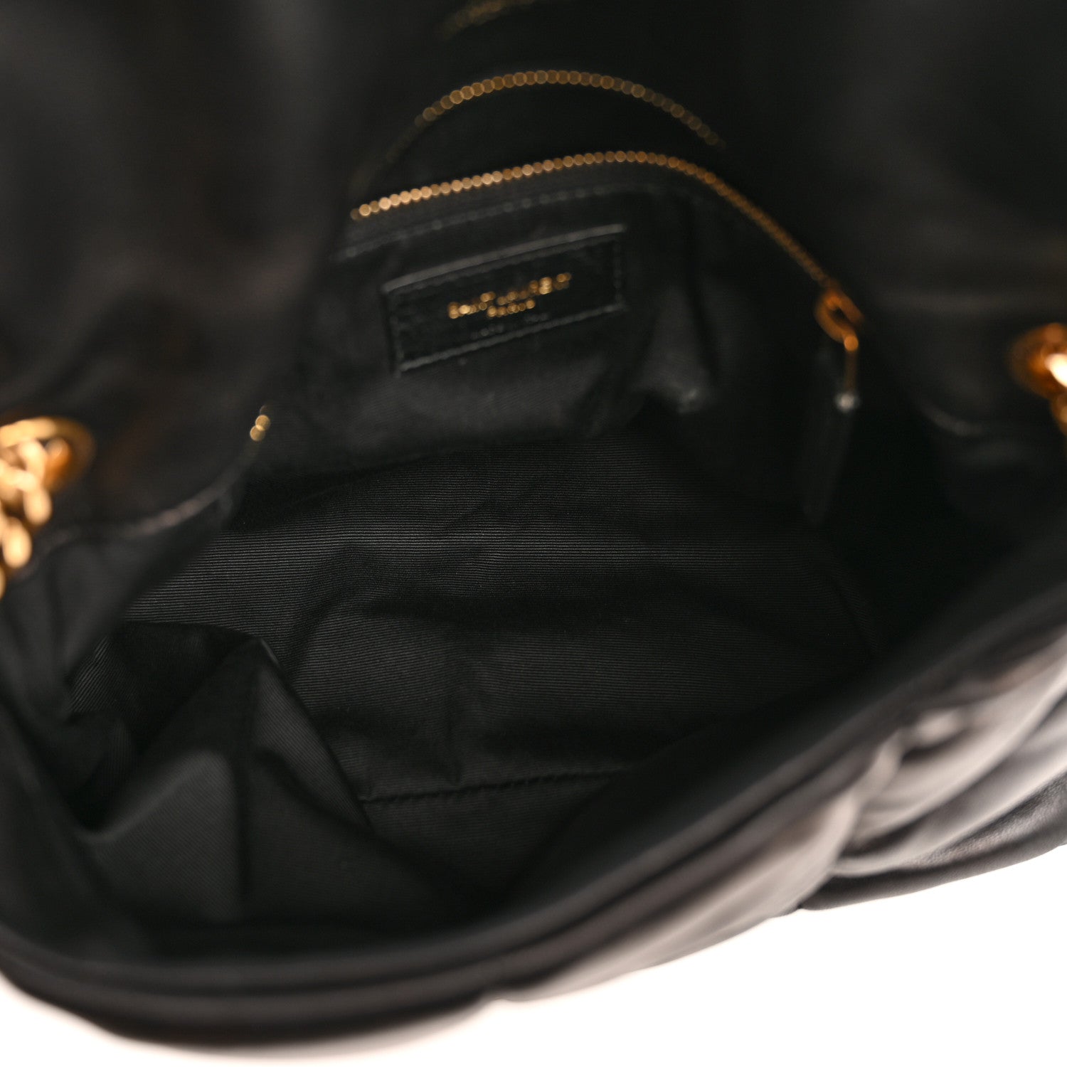 Lambskin Quilted Small Loulou Puffer Monogram Chain Satchel Black