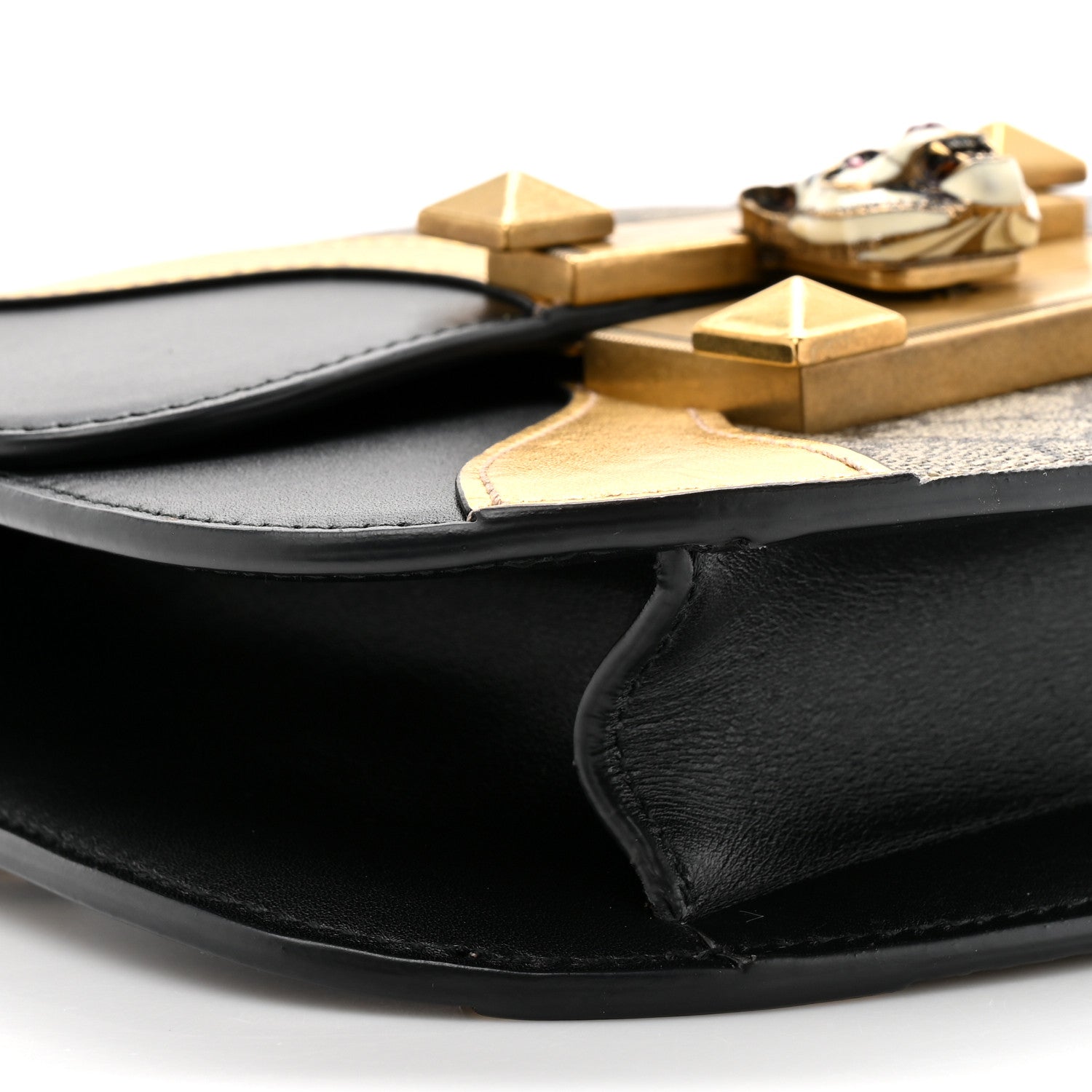 GG Supreme Monogram Small Osiride Shoulder Bag Black Gold