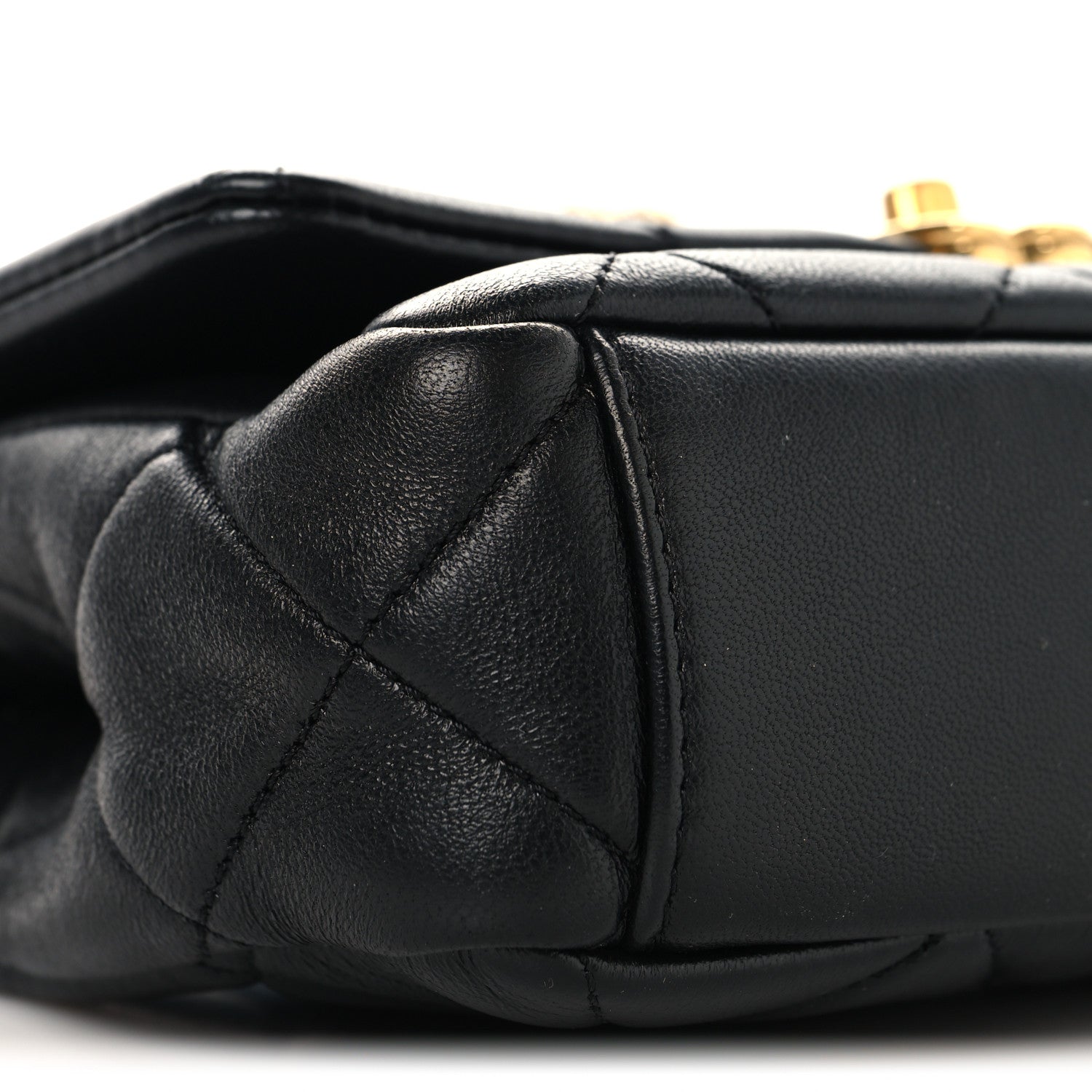 Lambskin Quilted Mini CC Crystal Logo Chain Flap Black