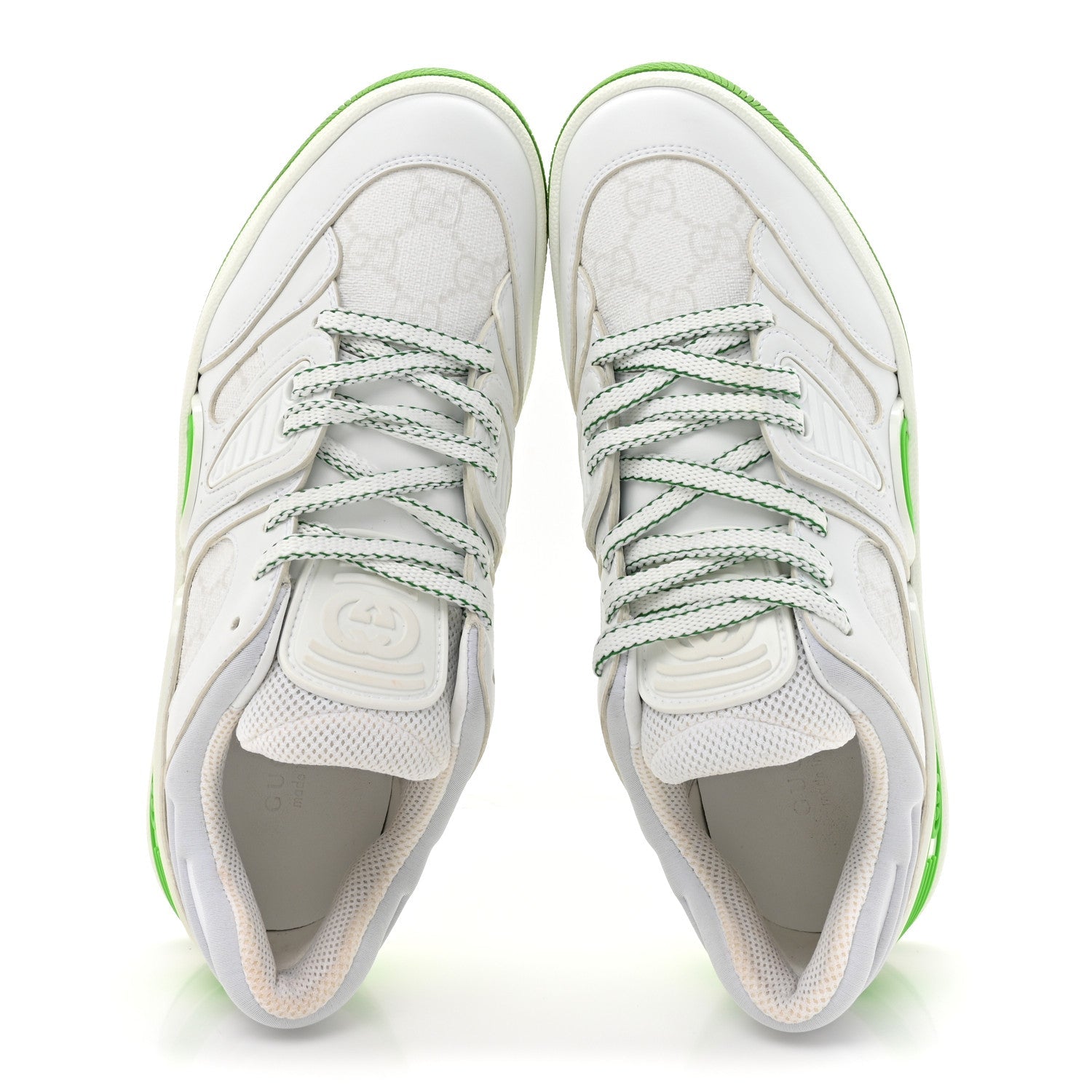 Demetra GG Supreme Monogram Womens Basket Low Top Sneakers 38 Great White Green