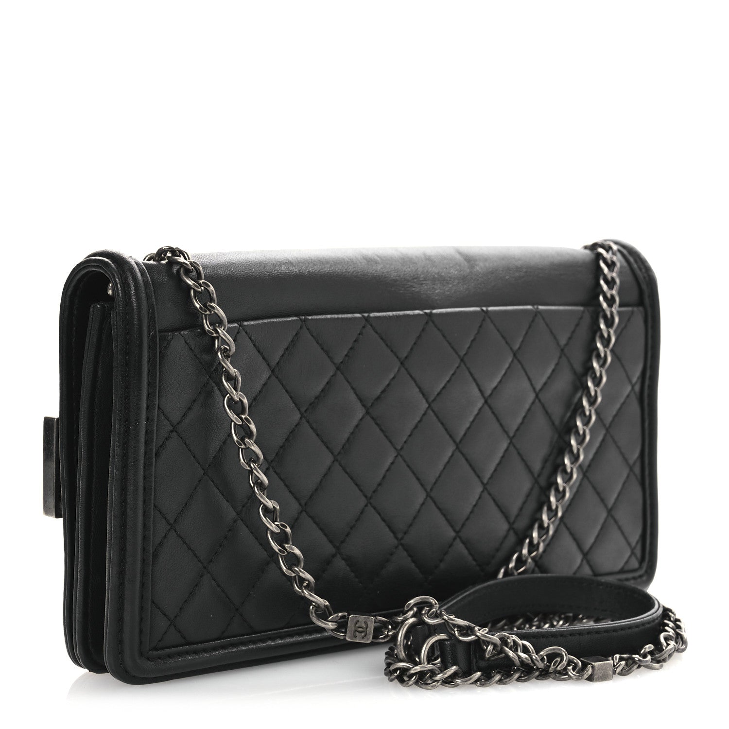 Calfskin Plexiglass Horizontal Boy Brick Flap Black
