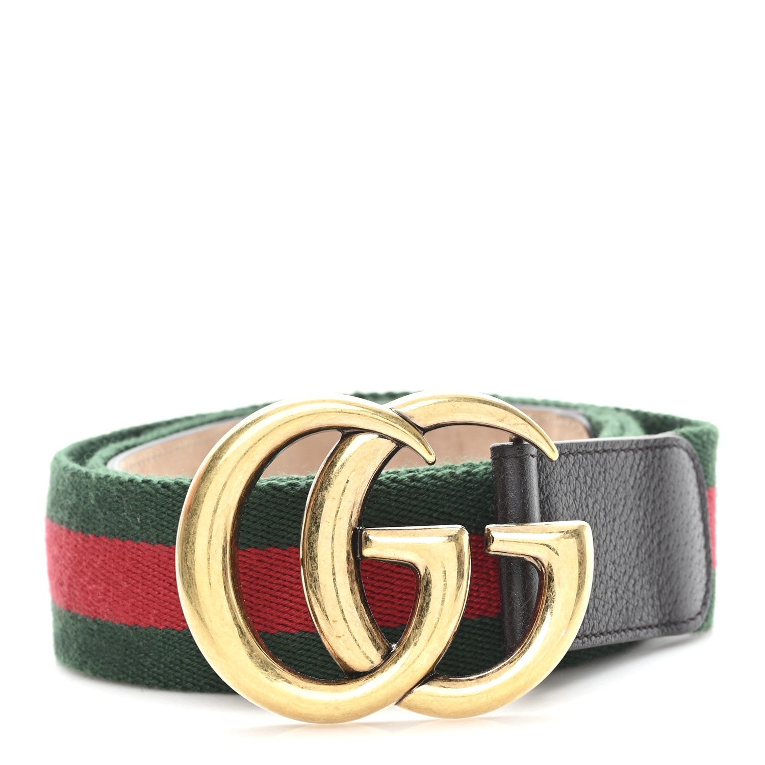 Nylon Calfskin Double G Web 40mm Belt 105 42 Green Red Cuir