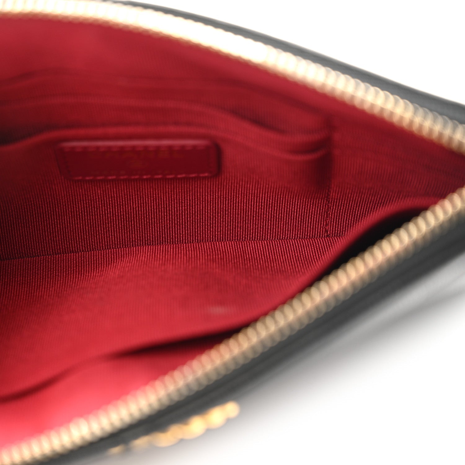 Shiny Goatskin Quilted Small Chanel 19 Pouch Black