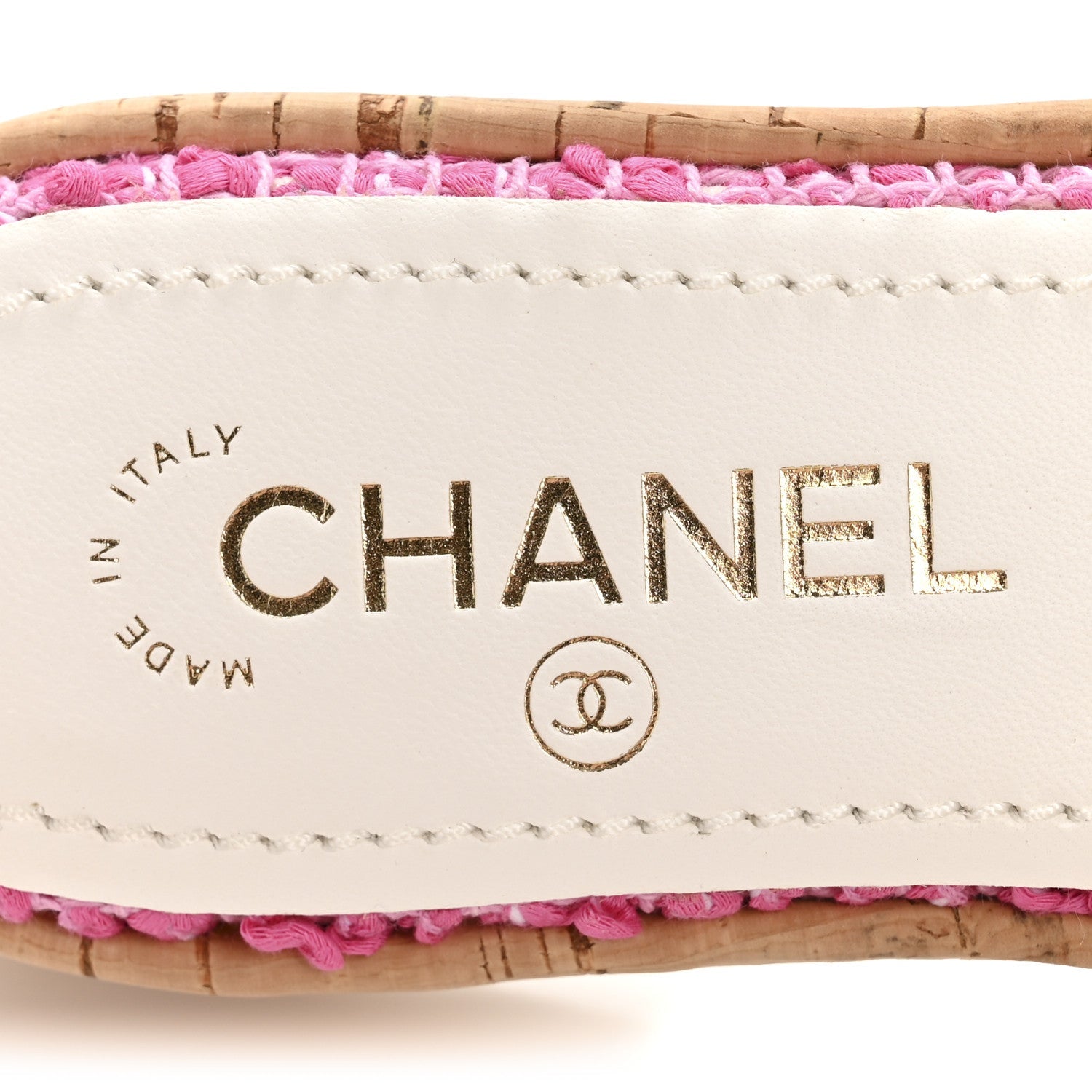 Tweed Cork Mule Sandal 36 Pink White