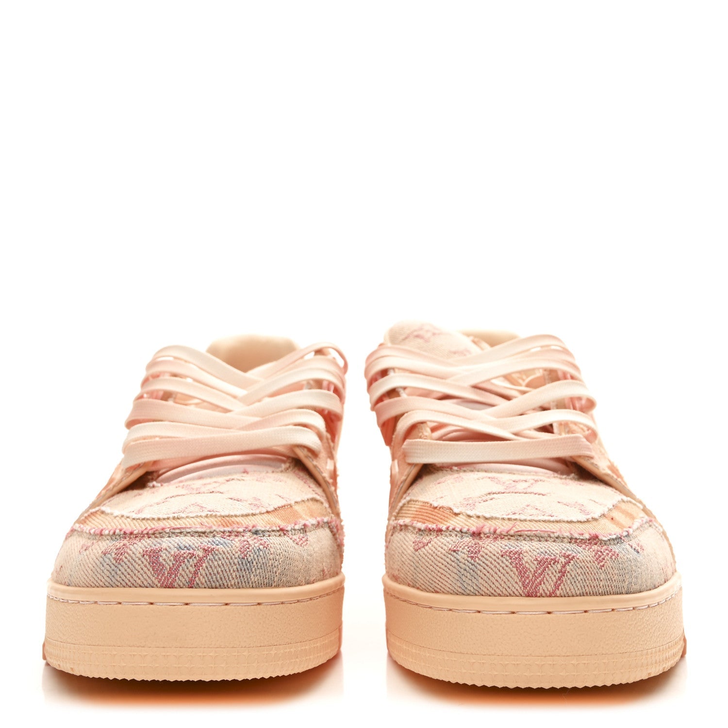 Monogram Denim Mens LV Trainer Sneakers 8 Orange