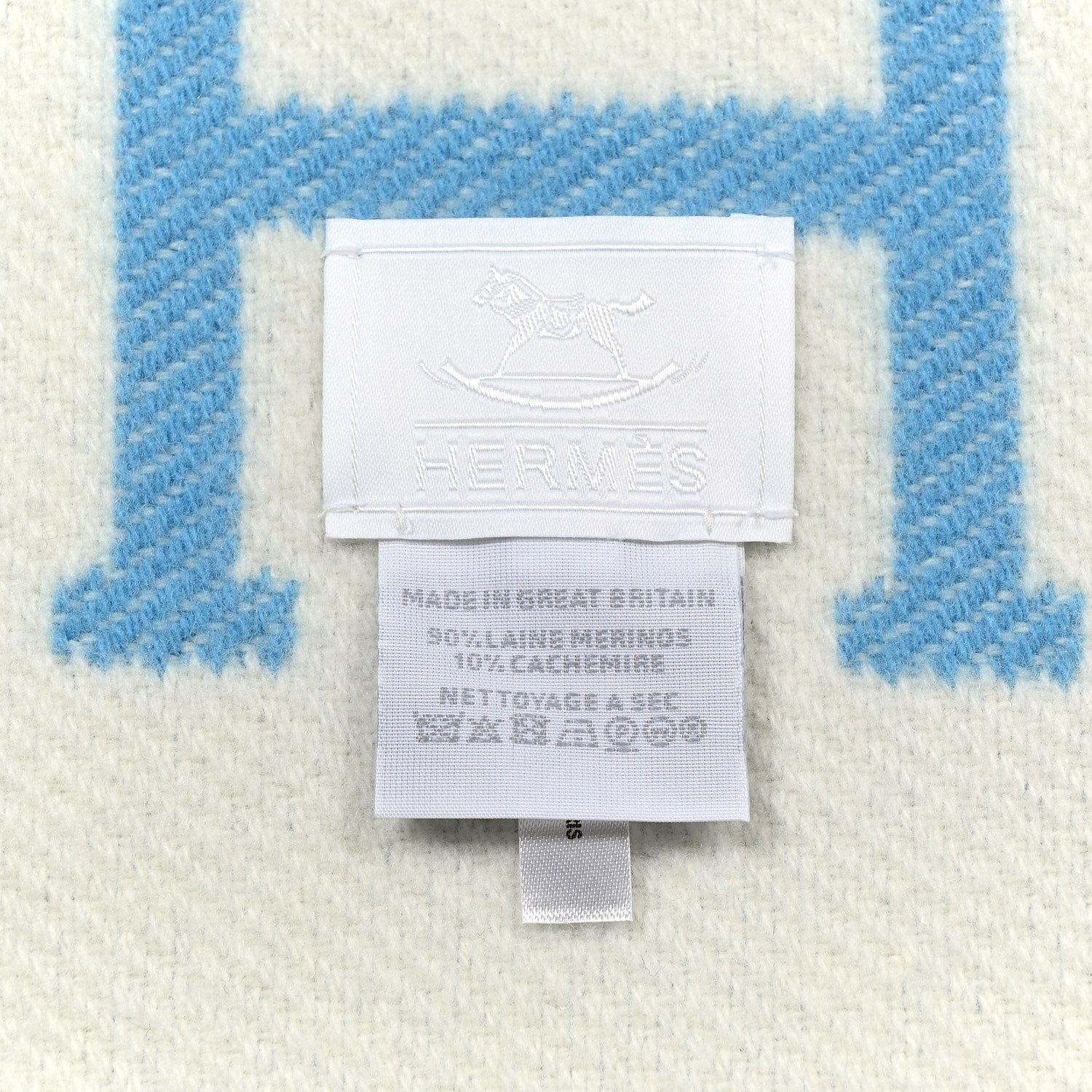Wool Cashmere Avalon Baby Blanket Bleu Genievre White