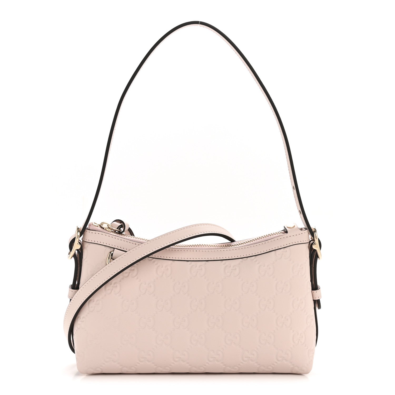 GG Calfskin Embossed Emblem Small Shoulder Bag Pink