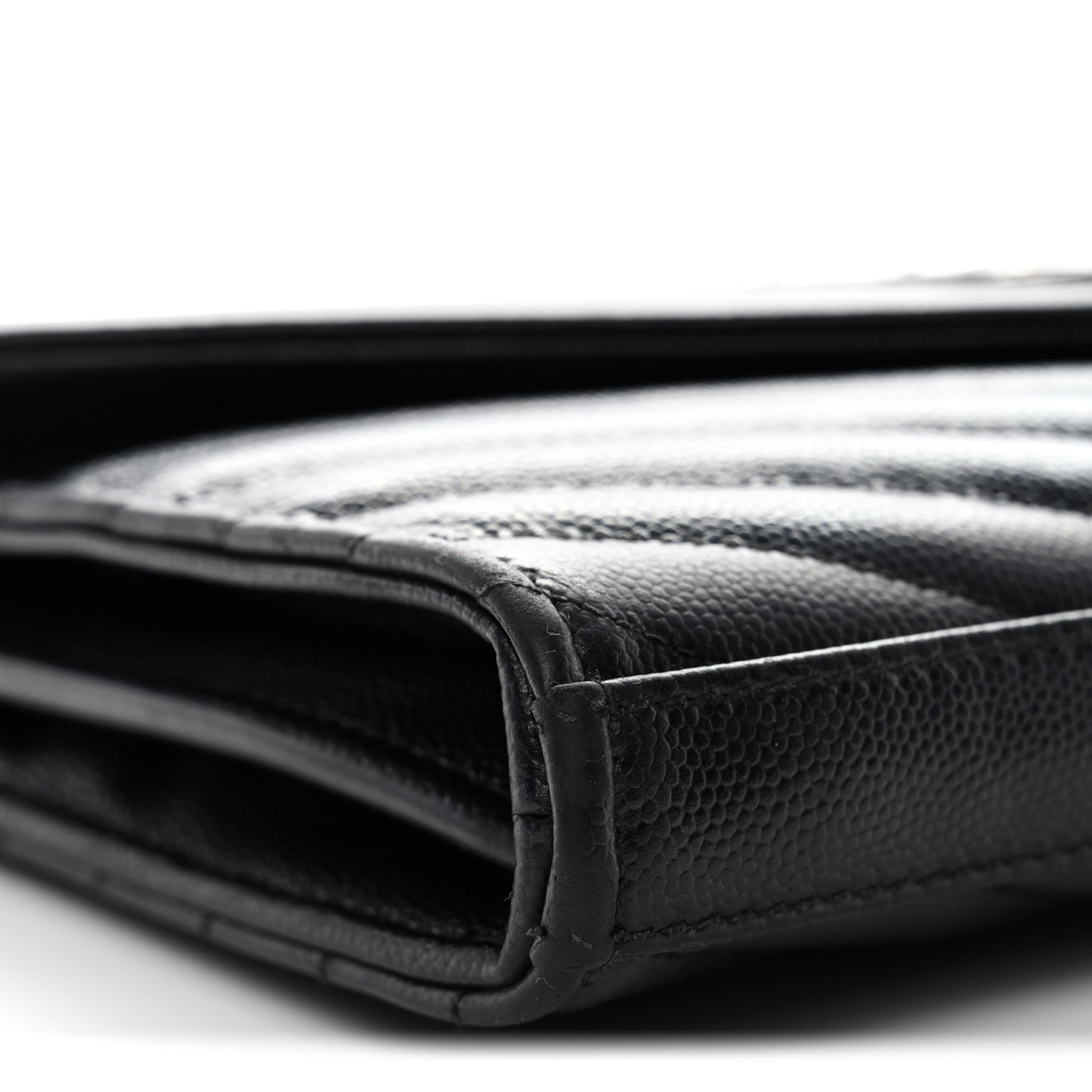 Grain De Poudre Matelasse Chevron Monogram Chain Wallet Black