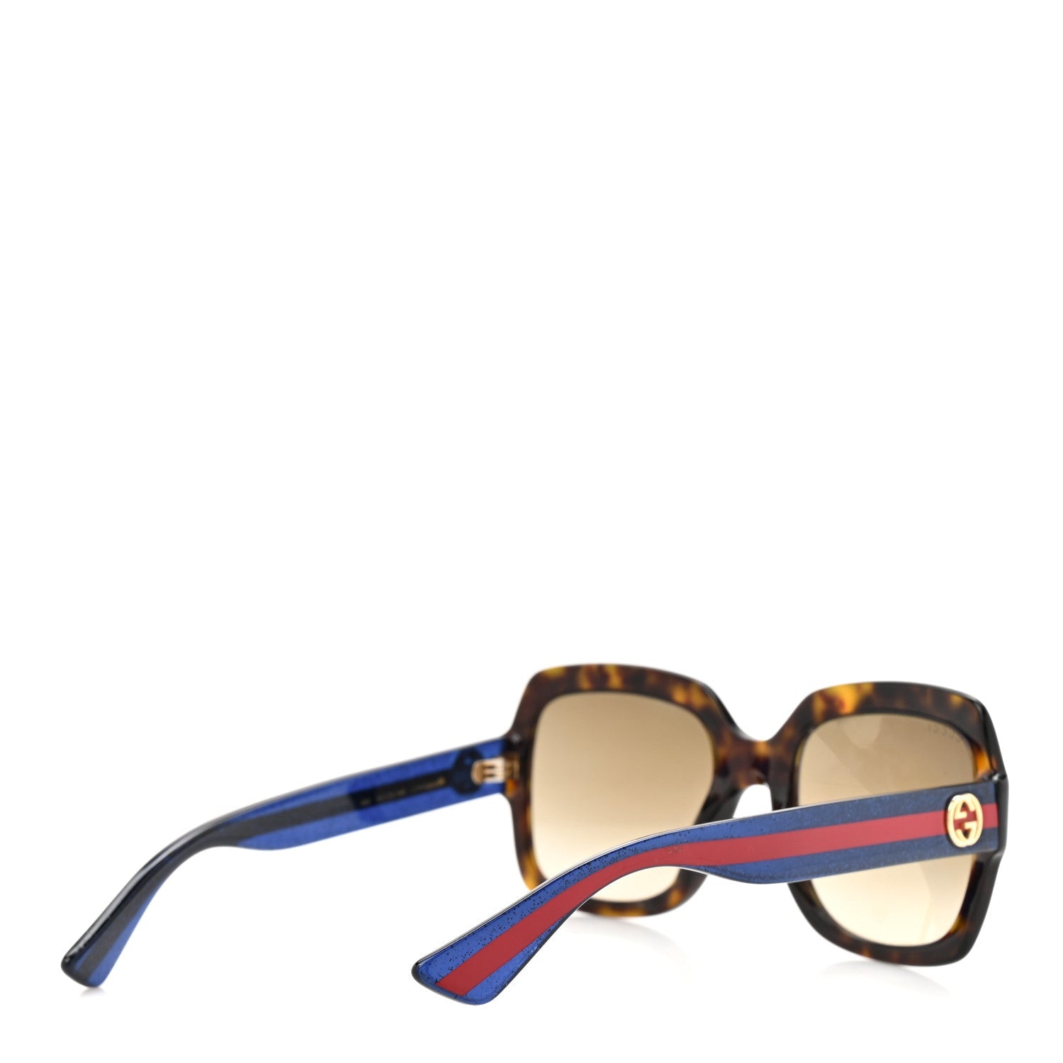 Acetate Square Frame Web Glitter Sunglasses GG0036S Brown Blue